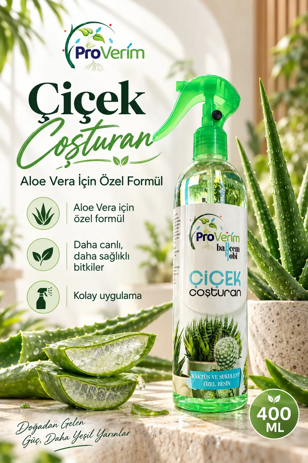 Aloe Vera için Bitki Besini Sprey 400 ml – Proverim Çiçek Coşturan