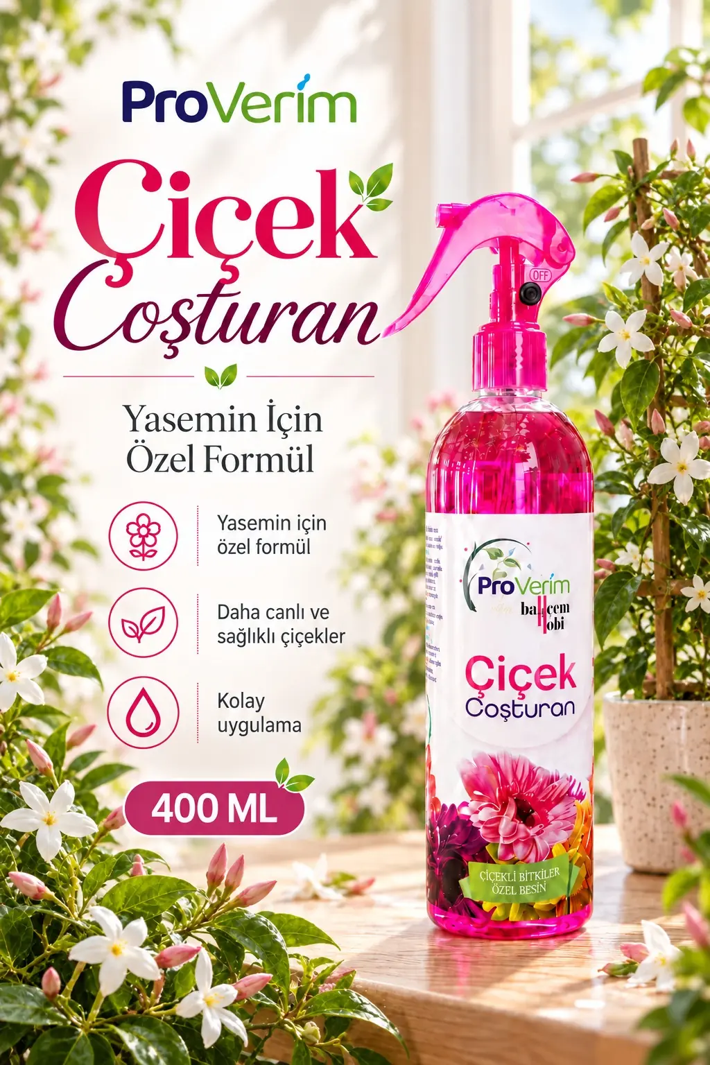 Yasemin için Bitki Besini Sprey 400 ml – Proverim Çiçek Coşturan