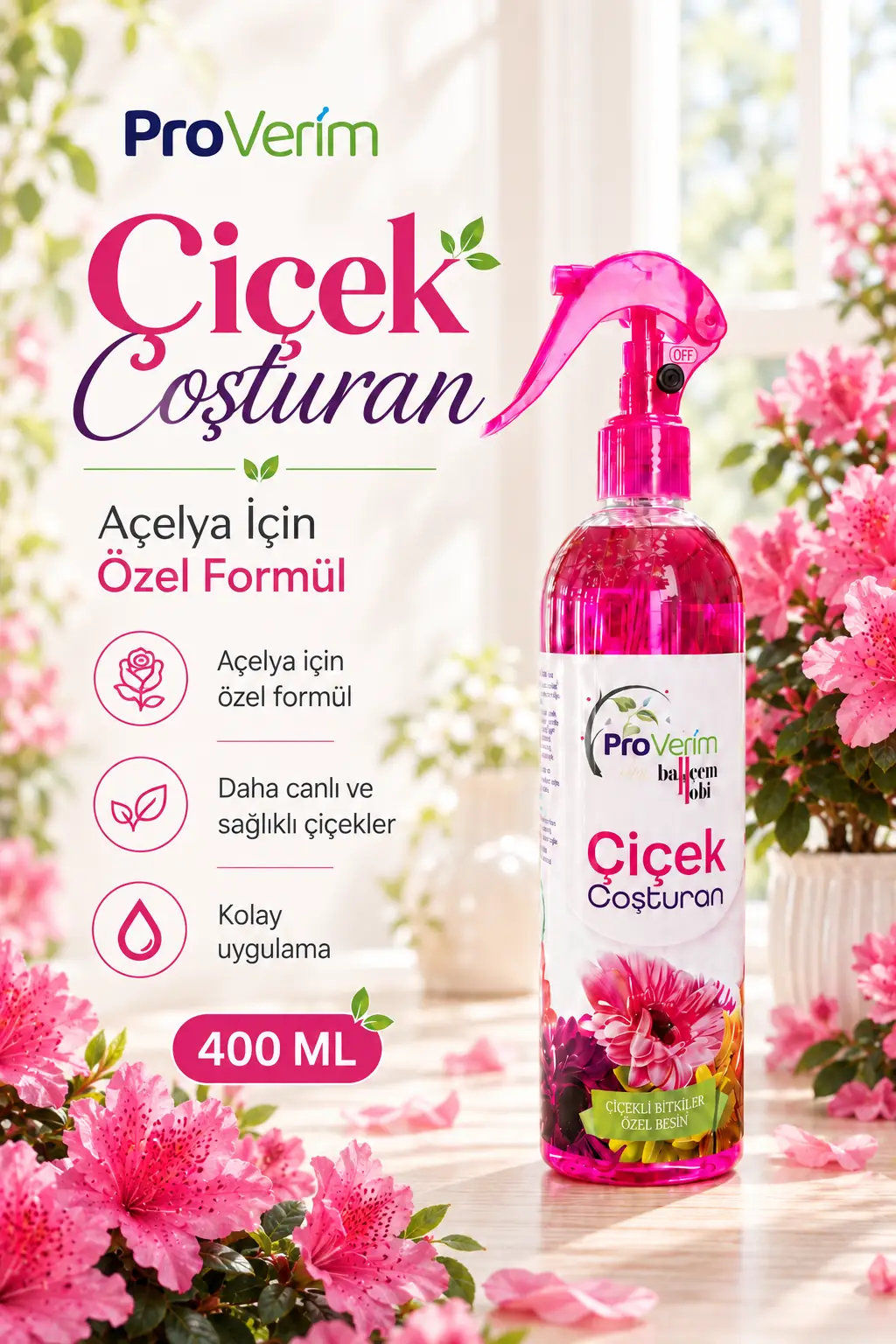 Açelya için Bitki Besini Sprey 400 ml – Proverim Çiçek Coşturan