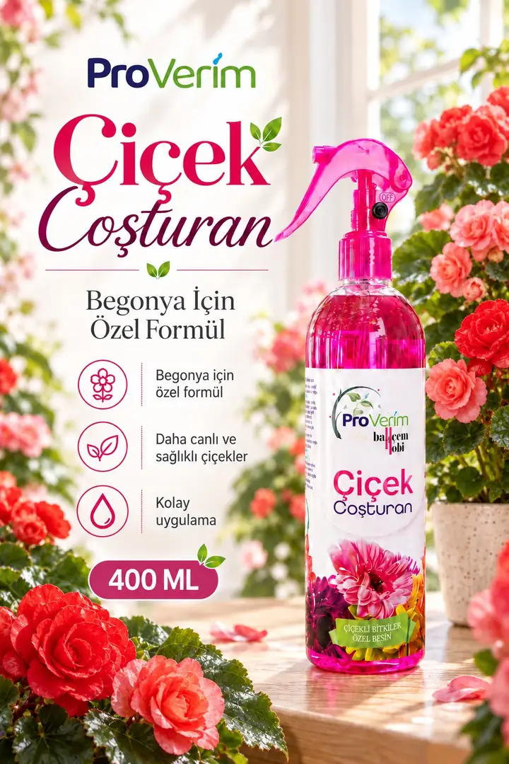 Begonya için Bitki Besini Sprey 400 ml – Proverim Çiçek Coşturan