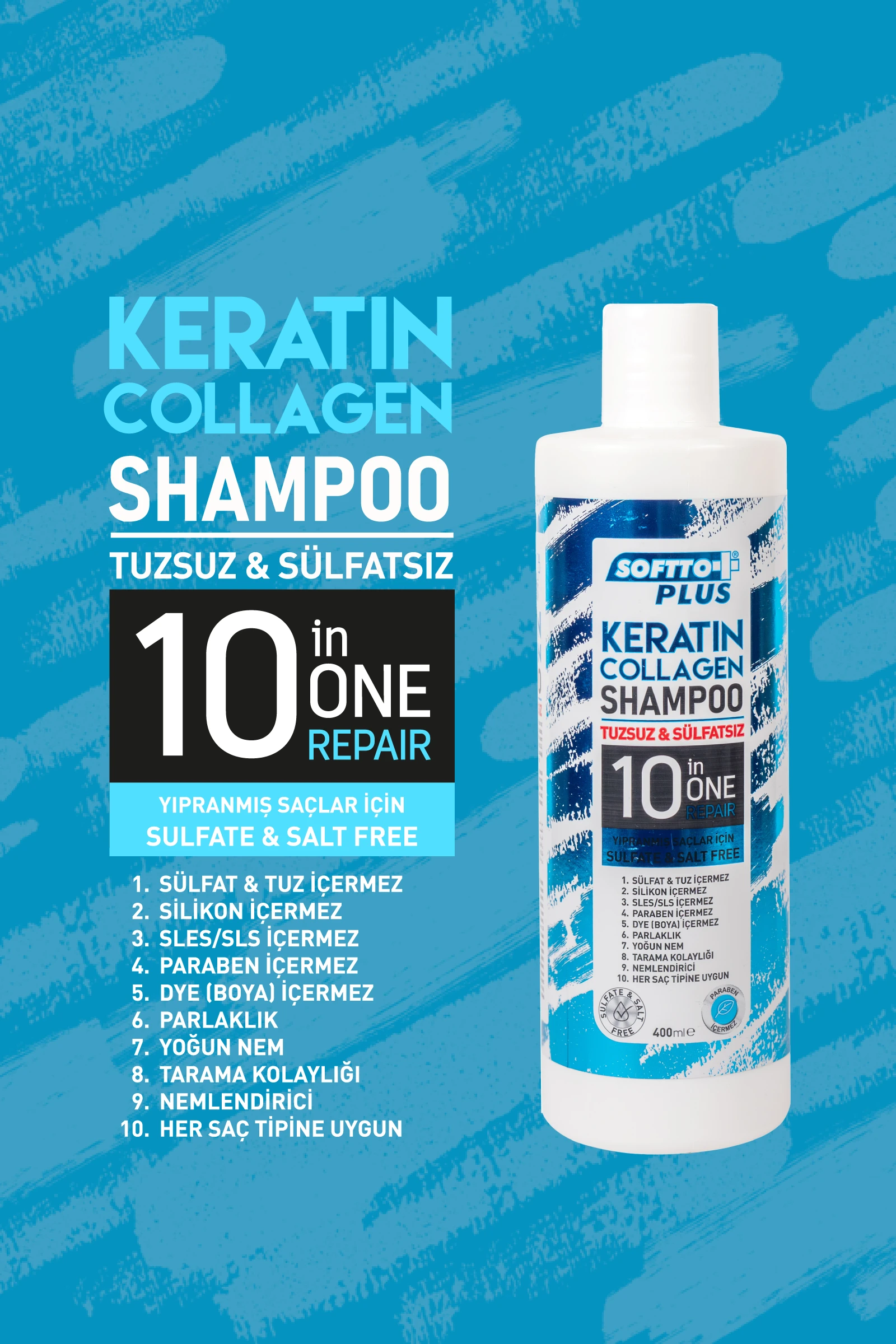 Keratin Kolajenli Tuzsuz Şampuan 400ml