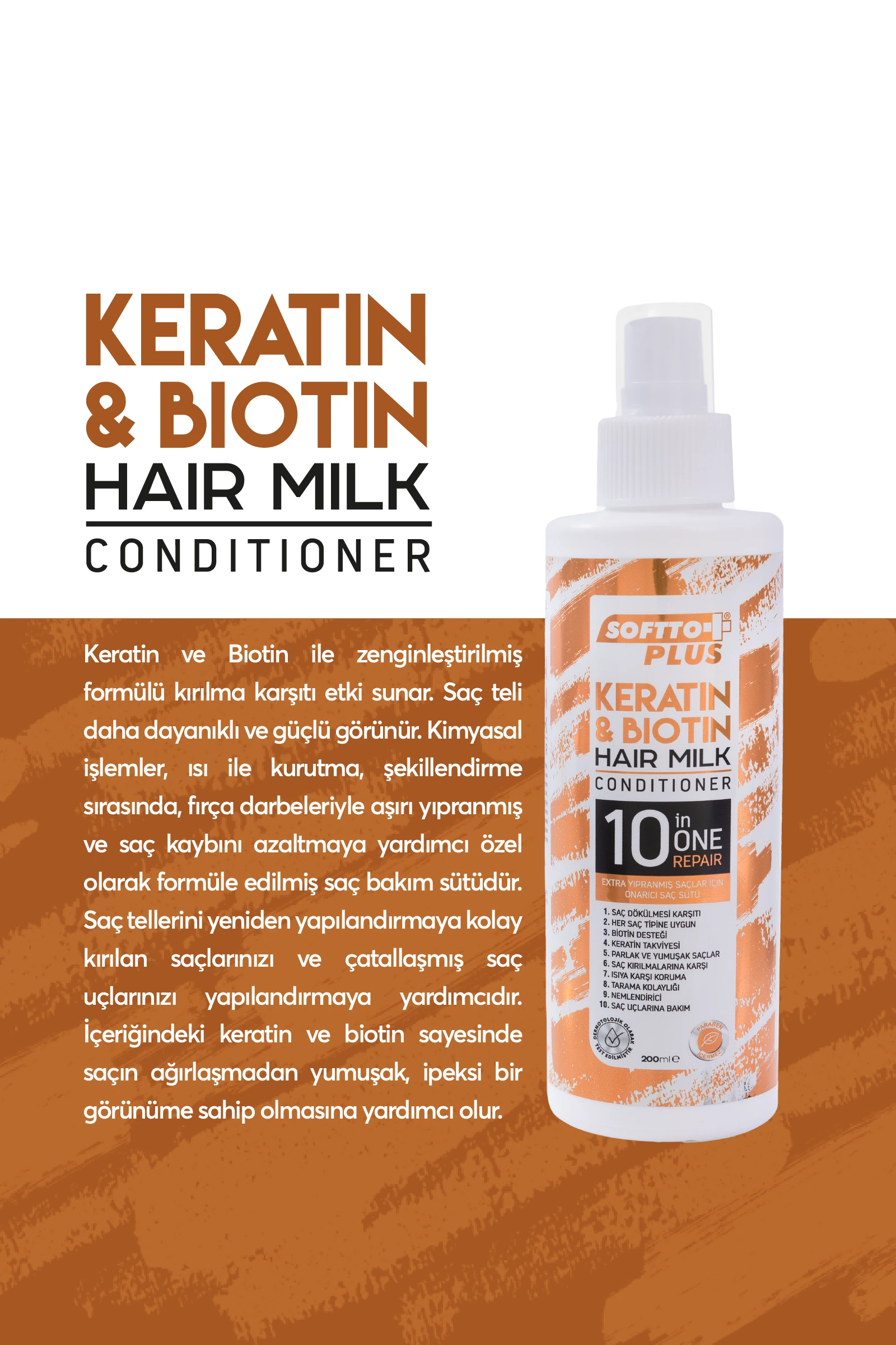 Keratın Biotin Saç Sütü 200ml+200 ml