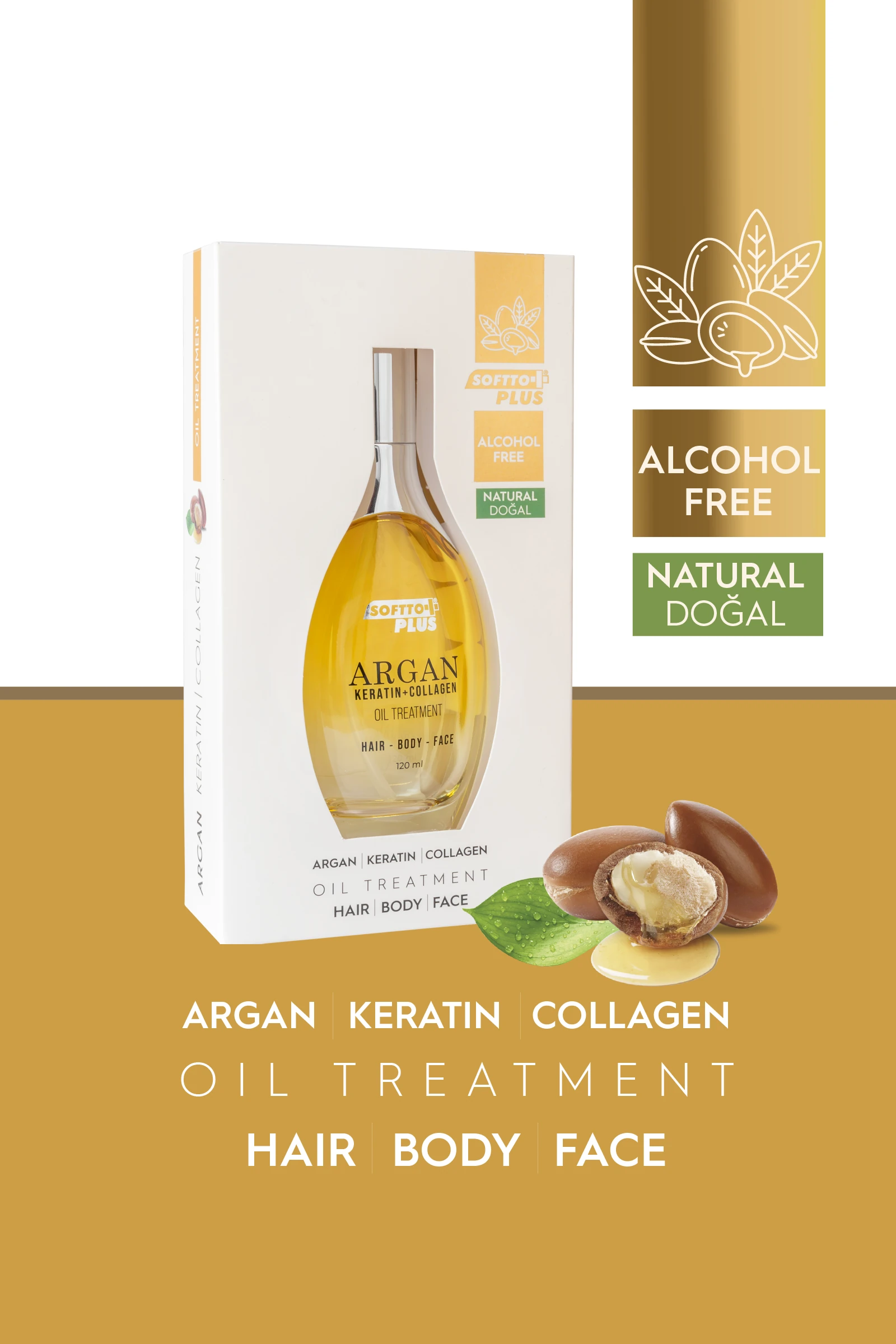 Argan İçerikli Saç Vücut ve Cilt Bakım Yağı 120 ml