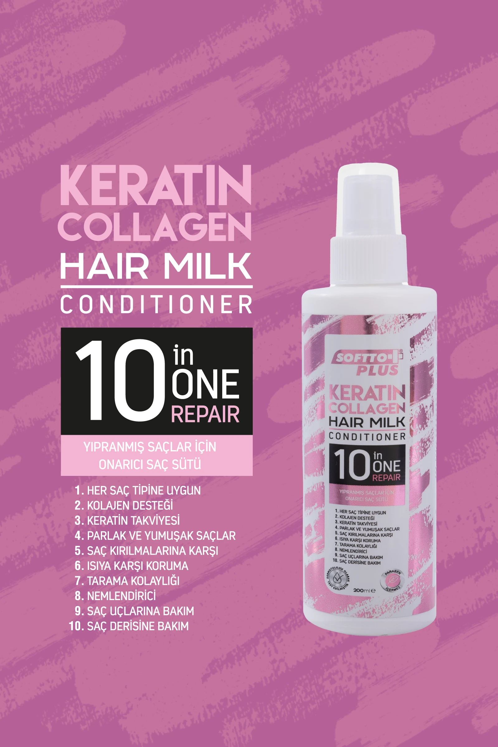 Keratin ve Kolajen Saç Sütü 200 ml + 200 ml