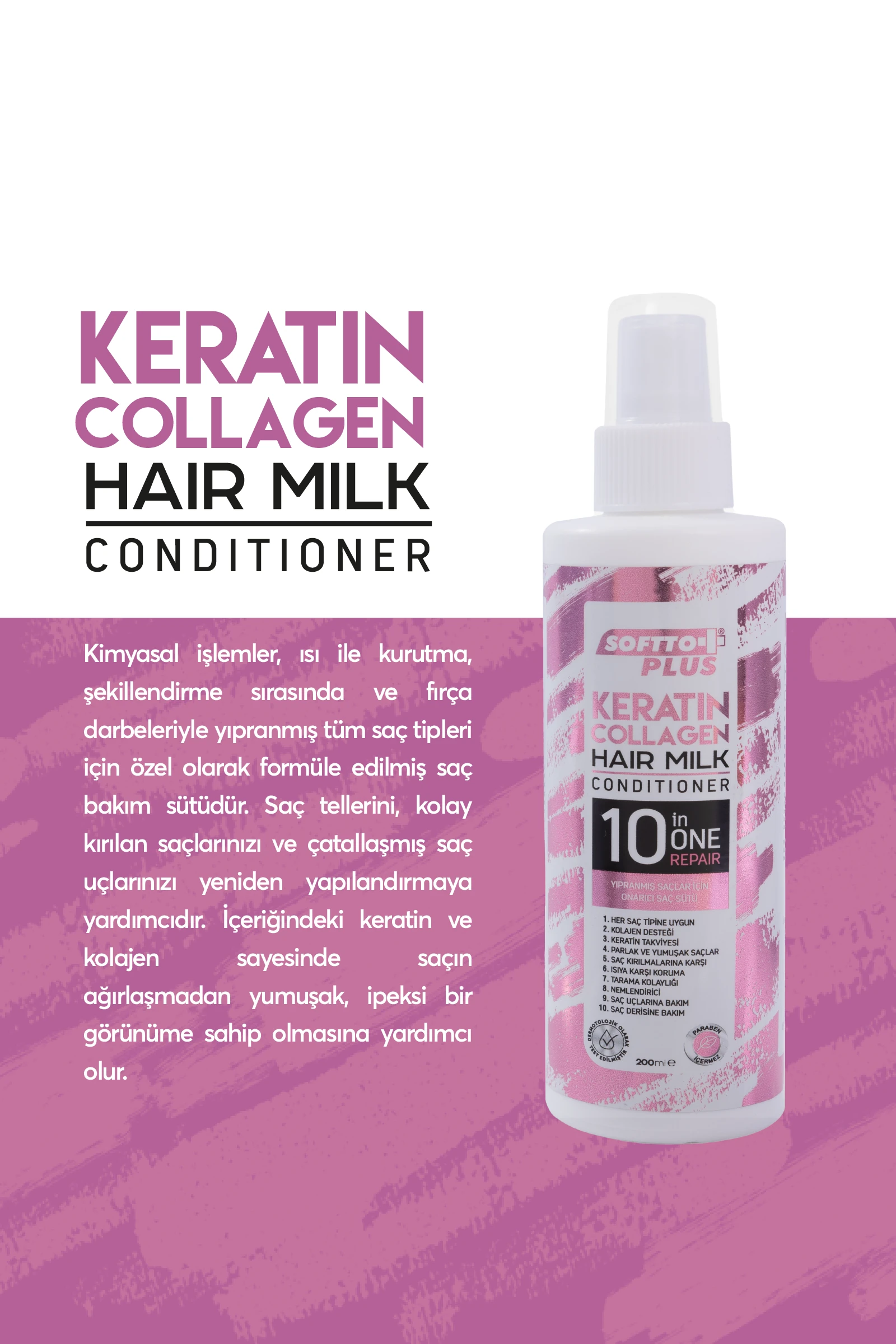 Keratin ve Kolajen Saç Sütü 200 ml + 200 ml