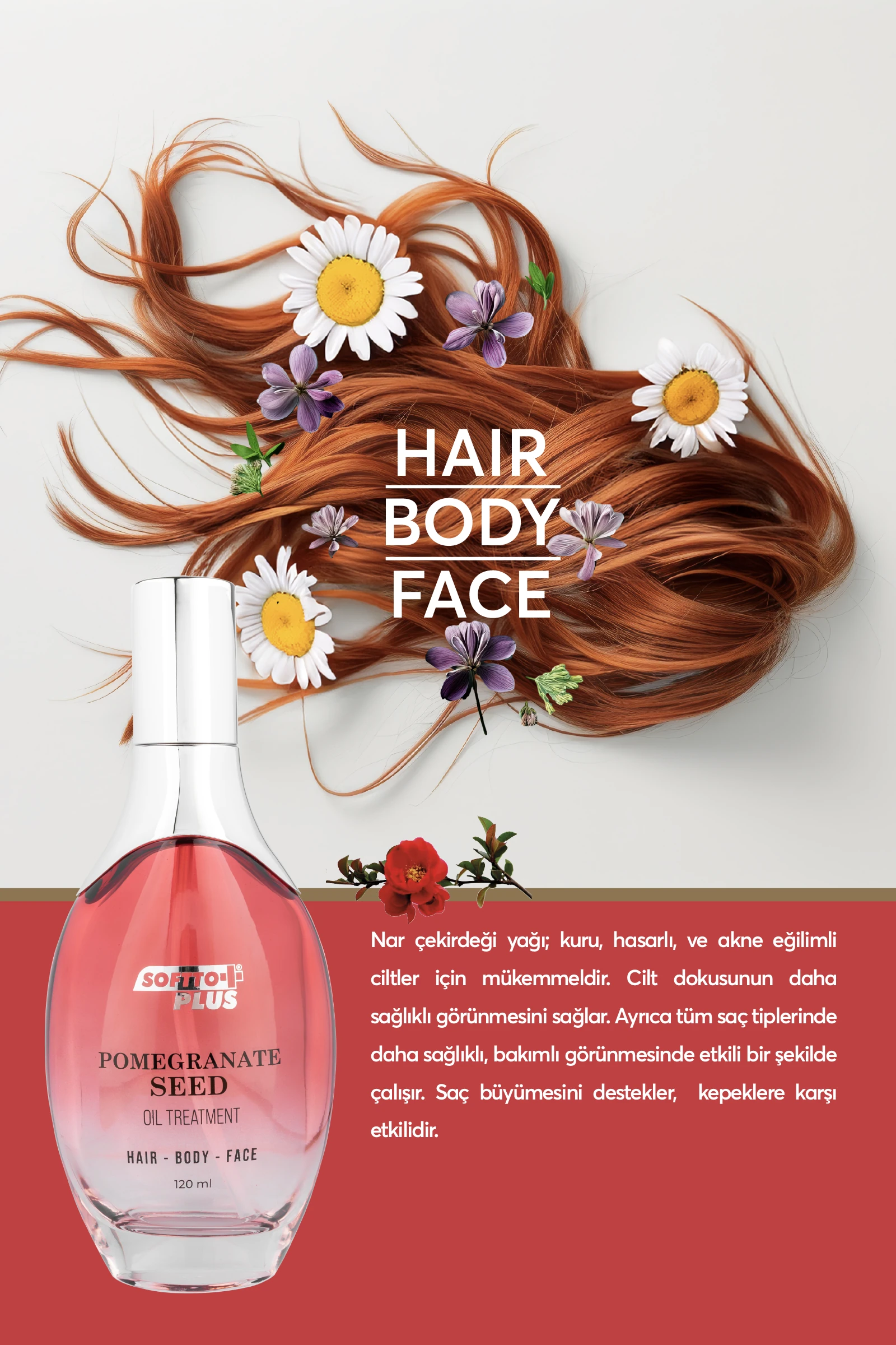 Nar Cilde Parlaklık ve Canlılık Kazandıran Saç Yüz ve Vücut Yağı 120 ml