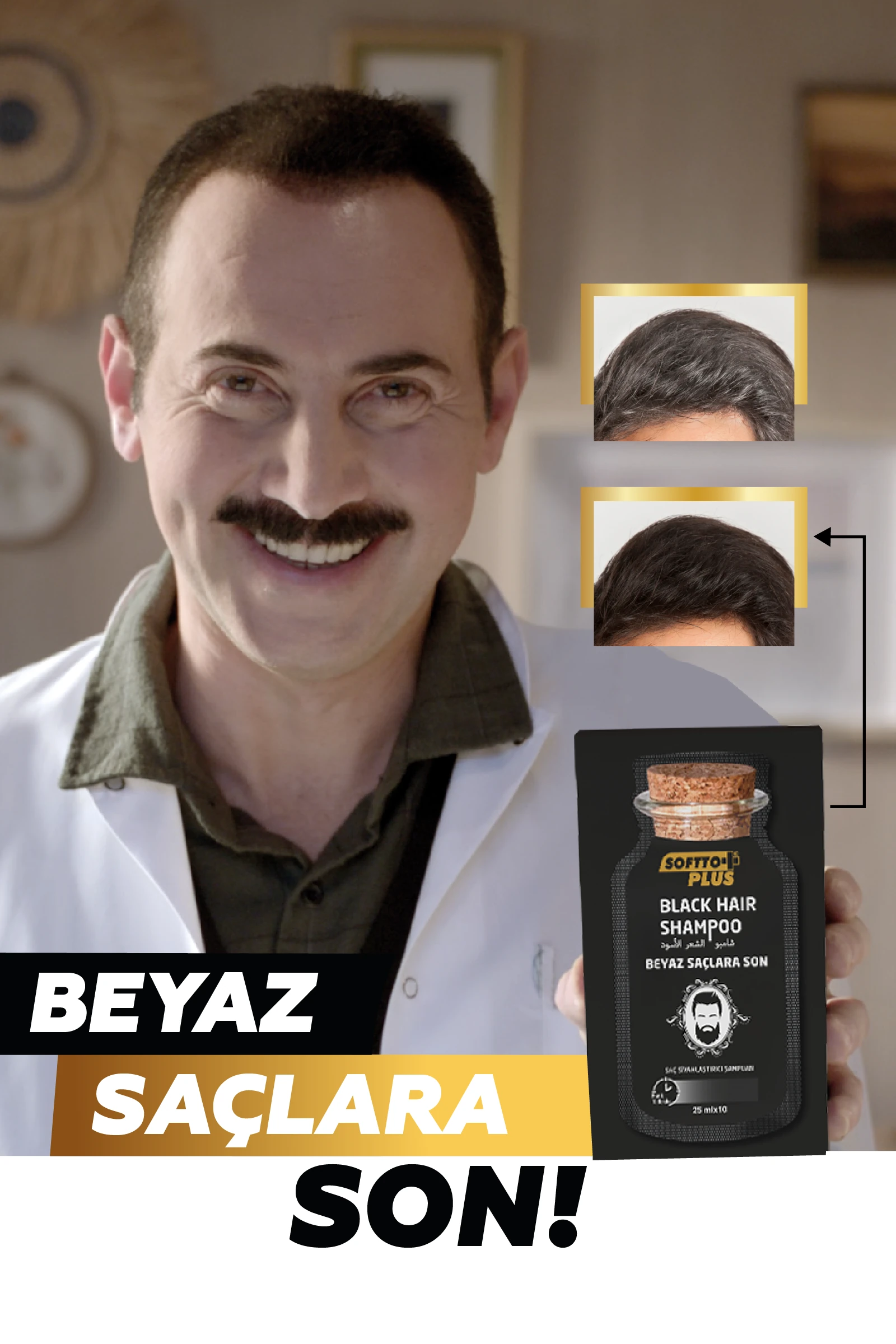 Softto Plus Black Hair Doğal Görünümlü Saç Siyahlaştırıcı Anında Etkili Şampuan Boya  25mlx10 adet