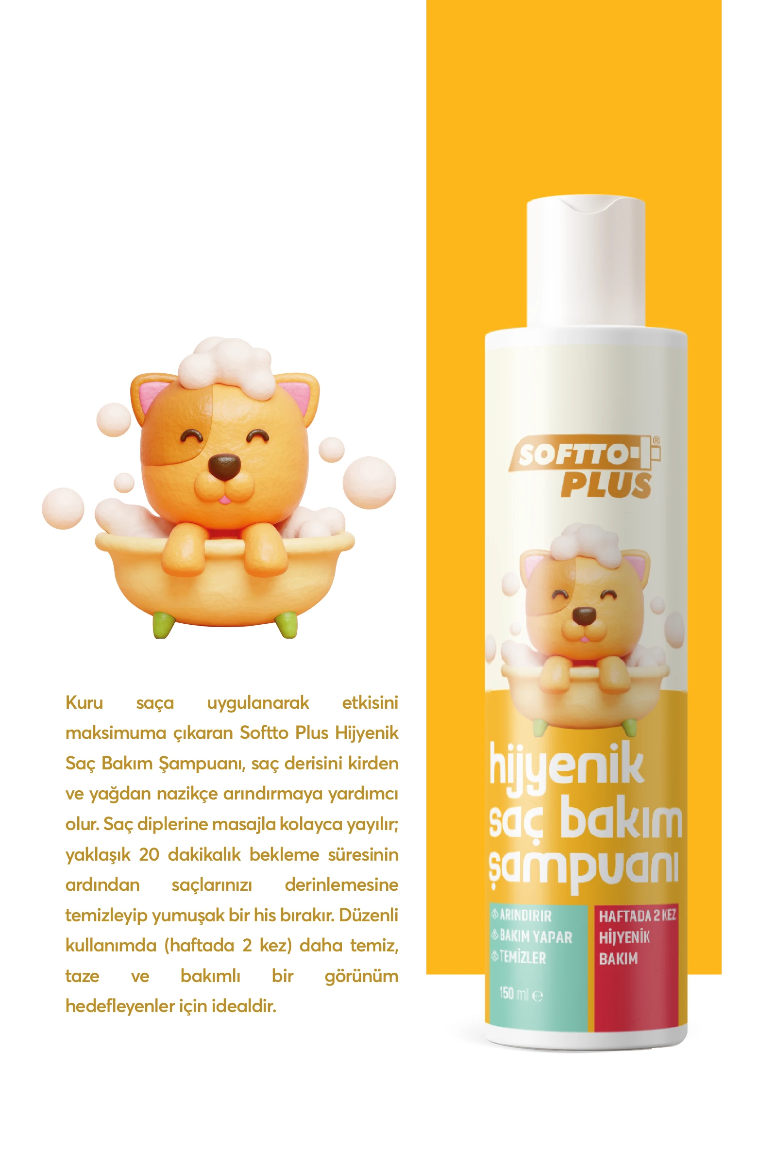 Softto Plus Hijyenik Saç Bakım Şampuanı 150 ml
