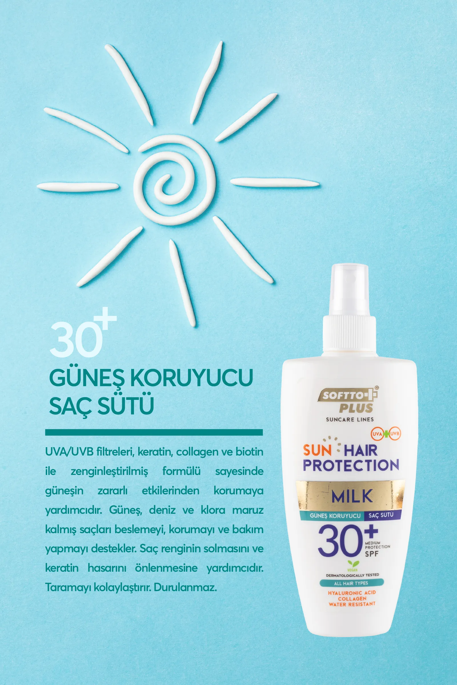 Güneş Koruyucu Saç Sütü 30 Spf 200ml