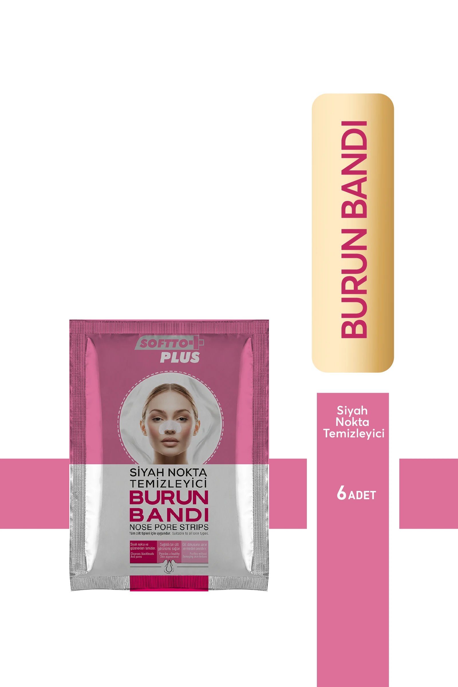 Kadınlar için Siyah Nokta ve Gözenek Temizleyici Burun Bandı 6 Adet