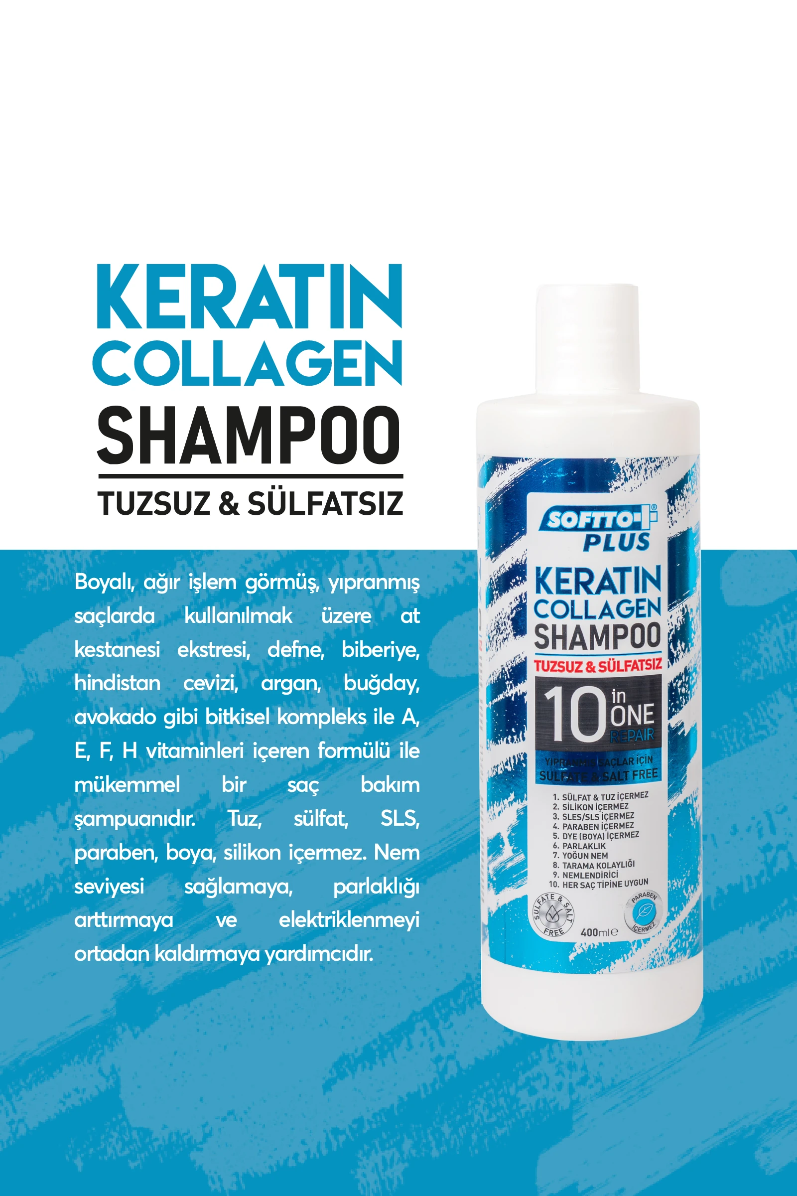 Keratin Kolajenli Tuzsuz Şampuan 400ml