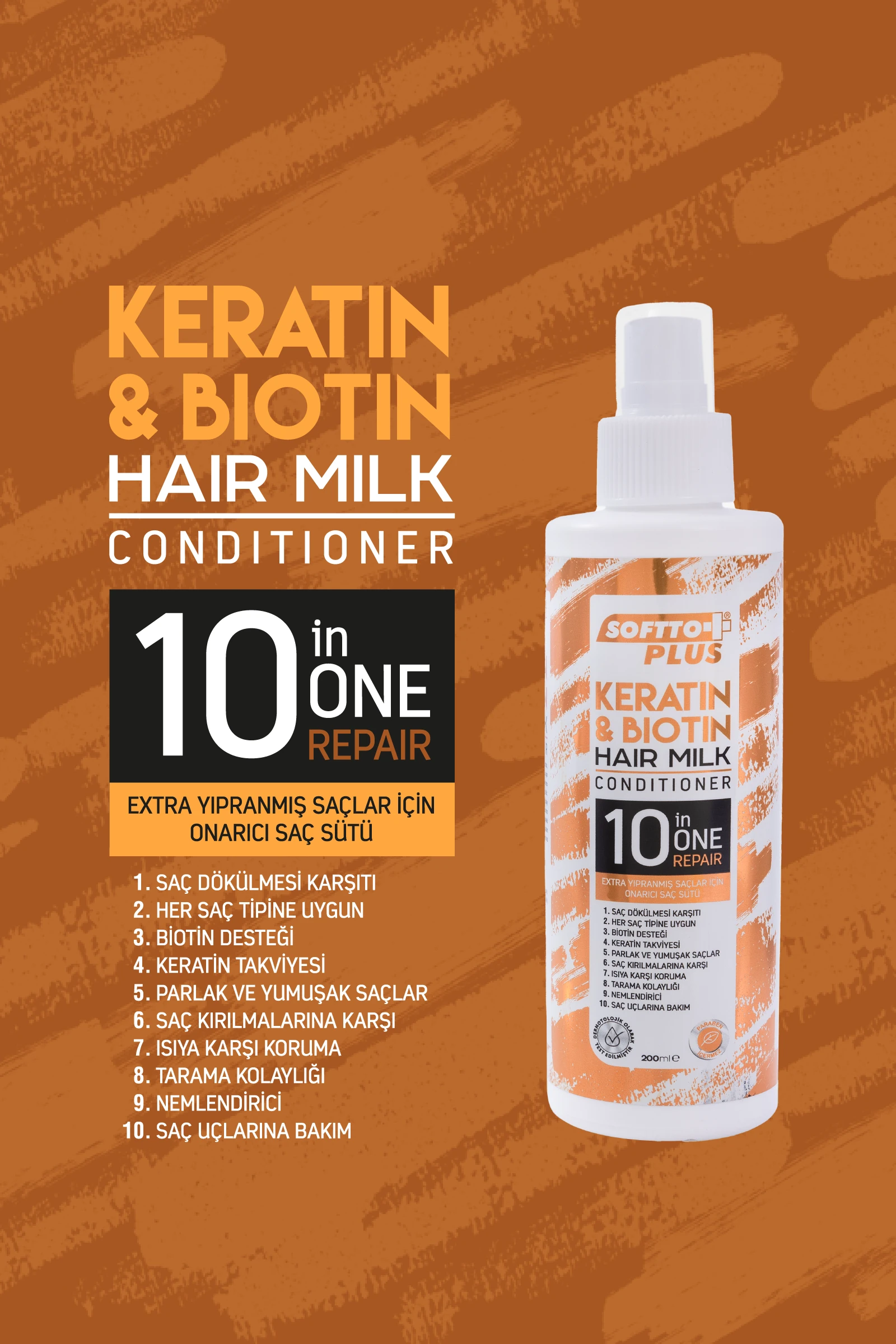Keratın Biotin Saç Sütü 200ml+200 ml
