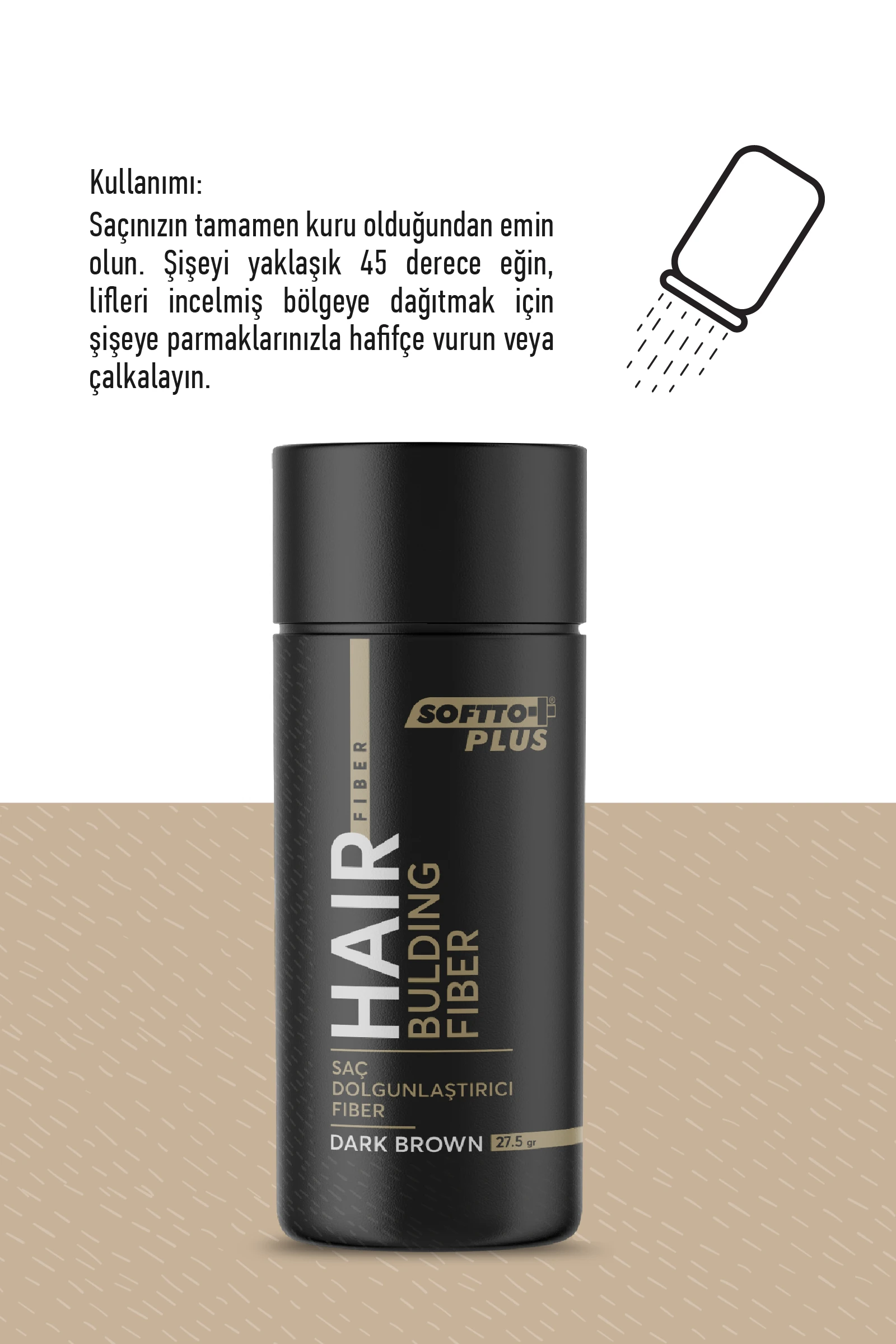 Softto Plus Saç Dolgunlaştırıcı Anında Dolgunluk Sağlayan Koyu Kahverengi Fiber 27.5 gr.