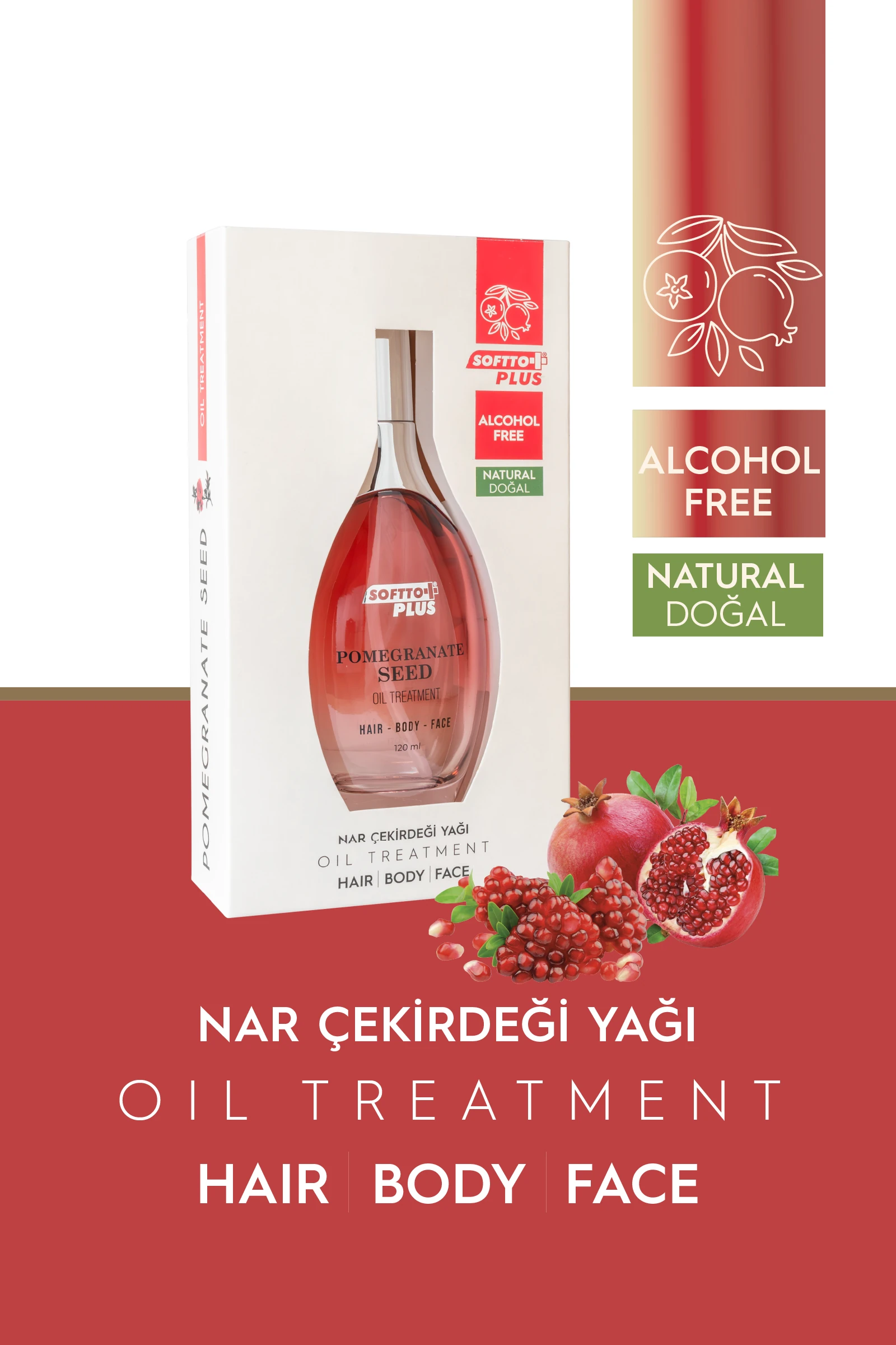 Nar Cilde Parlaklık ve Canlılık Kazandıran Saç Yüz ve Vücut Yağı 120 ml