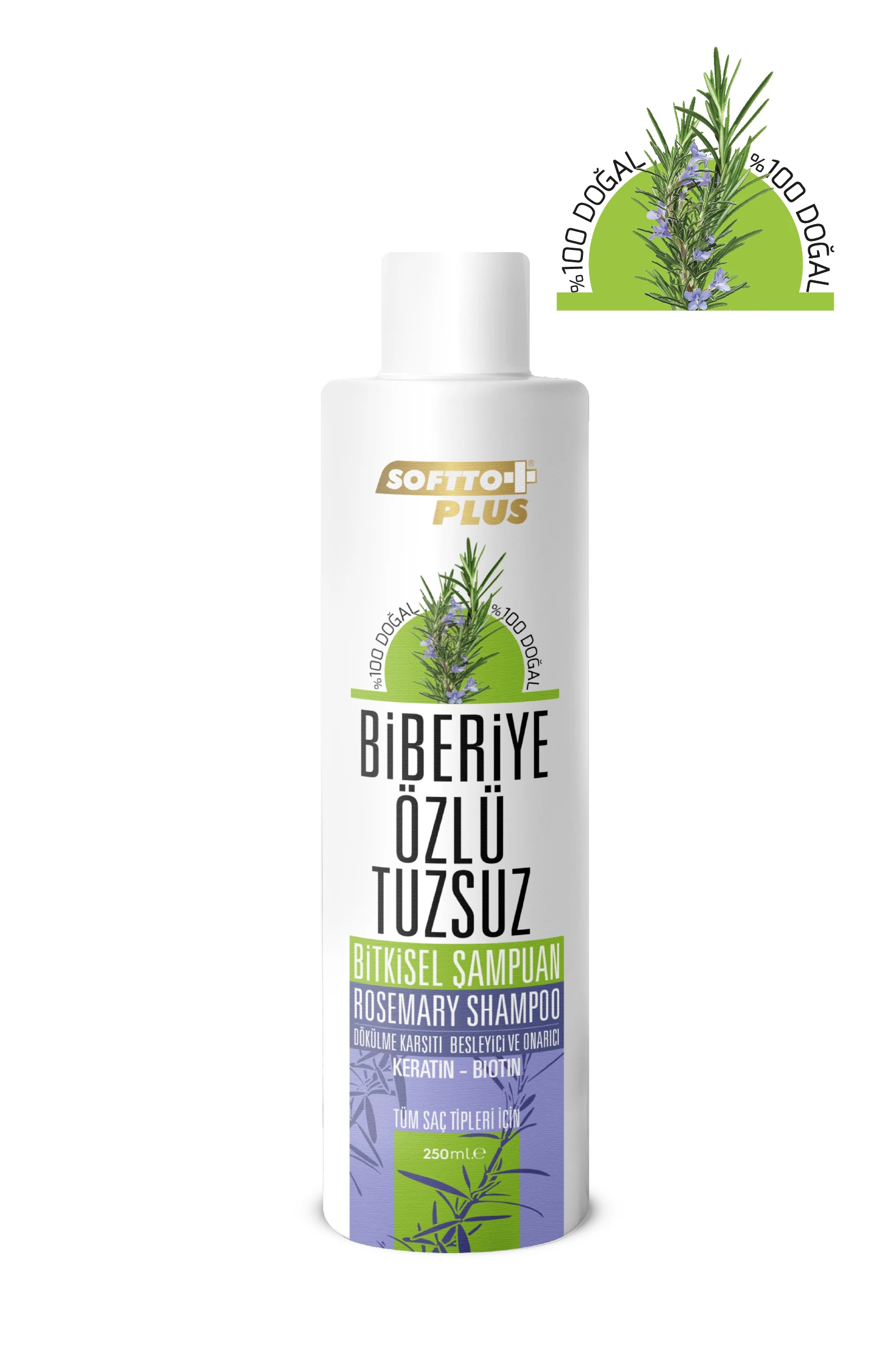 SOFTTO PLUS BİBERİYE ÖZLÜ TUZSUZ ŞAMPUAN 250 ML
