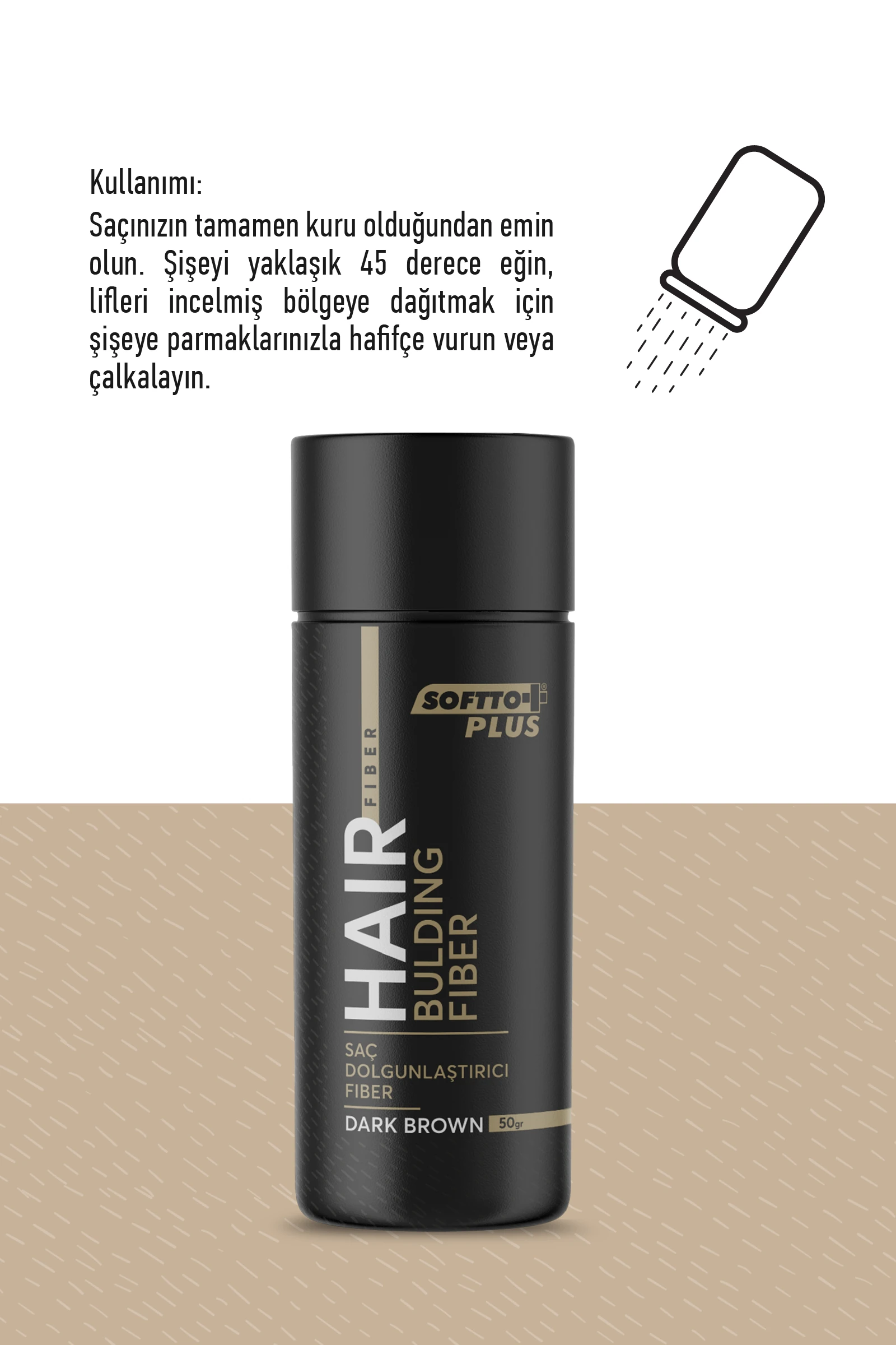 Softto Plus Saç Dolgunlaştırıcı Anında Dolgunluk Sağlayan Koyu Kahverengi Fiber 50 gr.