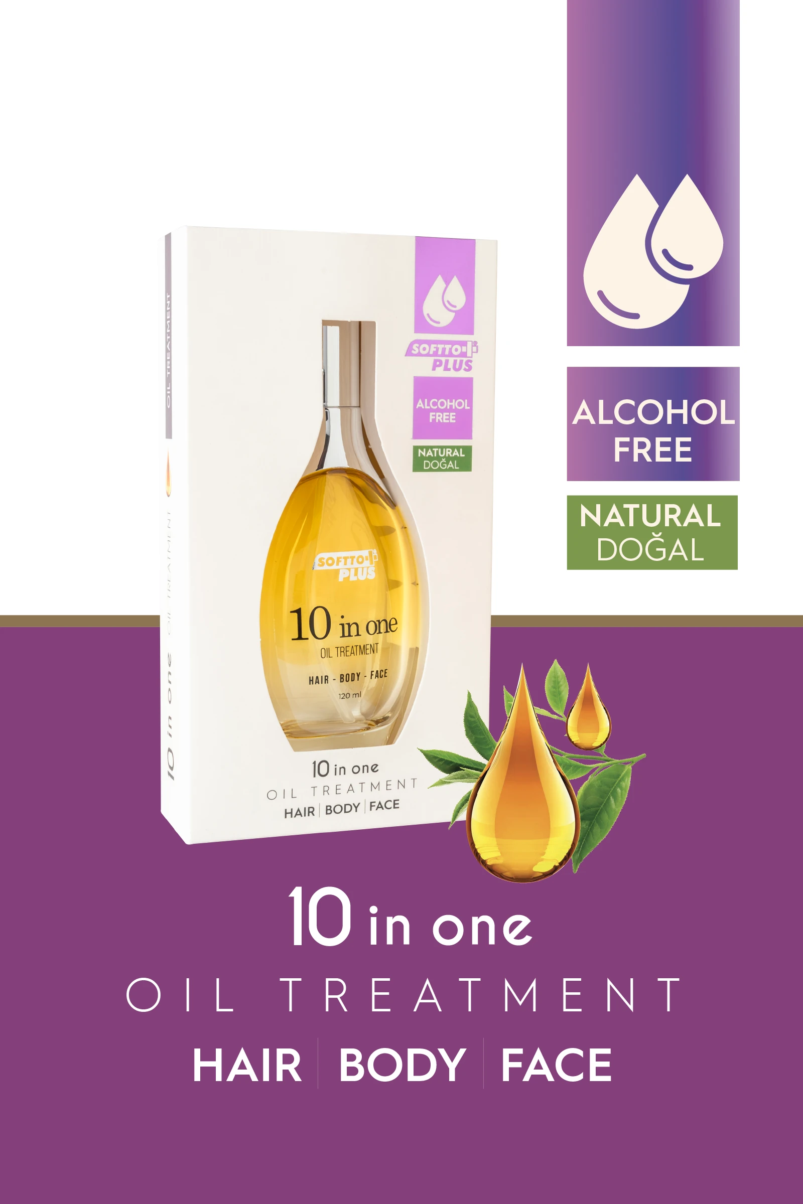 10 ın 1 Değerli Yağ İçerikli Saç Vücut ve Yüz Bakım Yağı 120 ml