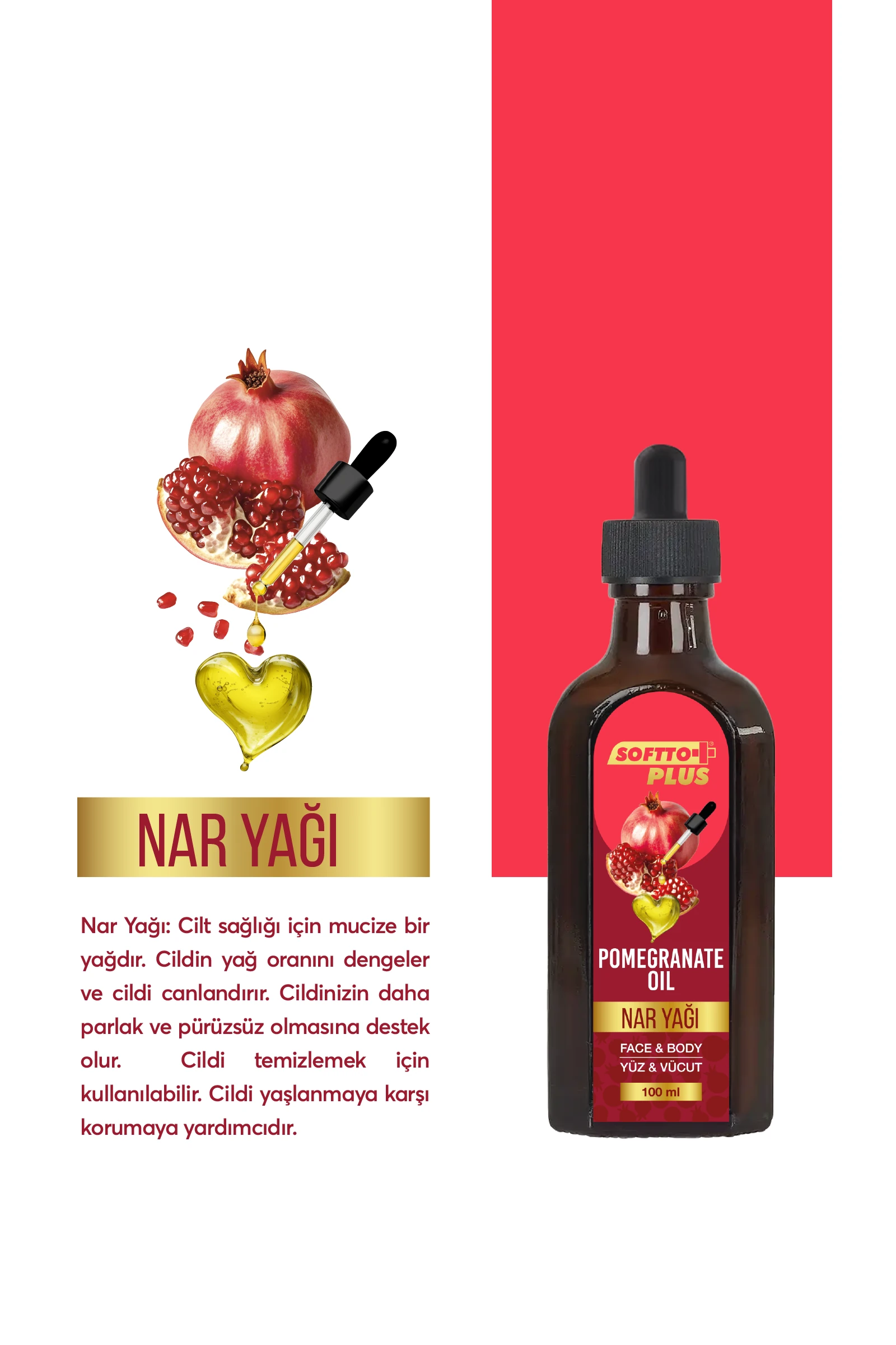 Nar Cilde Parlaklık ve Canlılık Kazandıran Yüz ve Vücut Yağı 100 ml