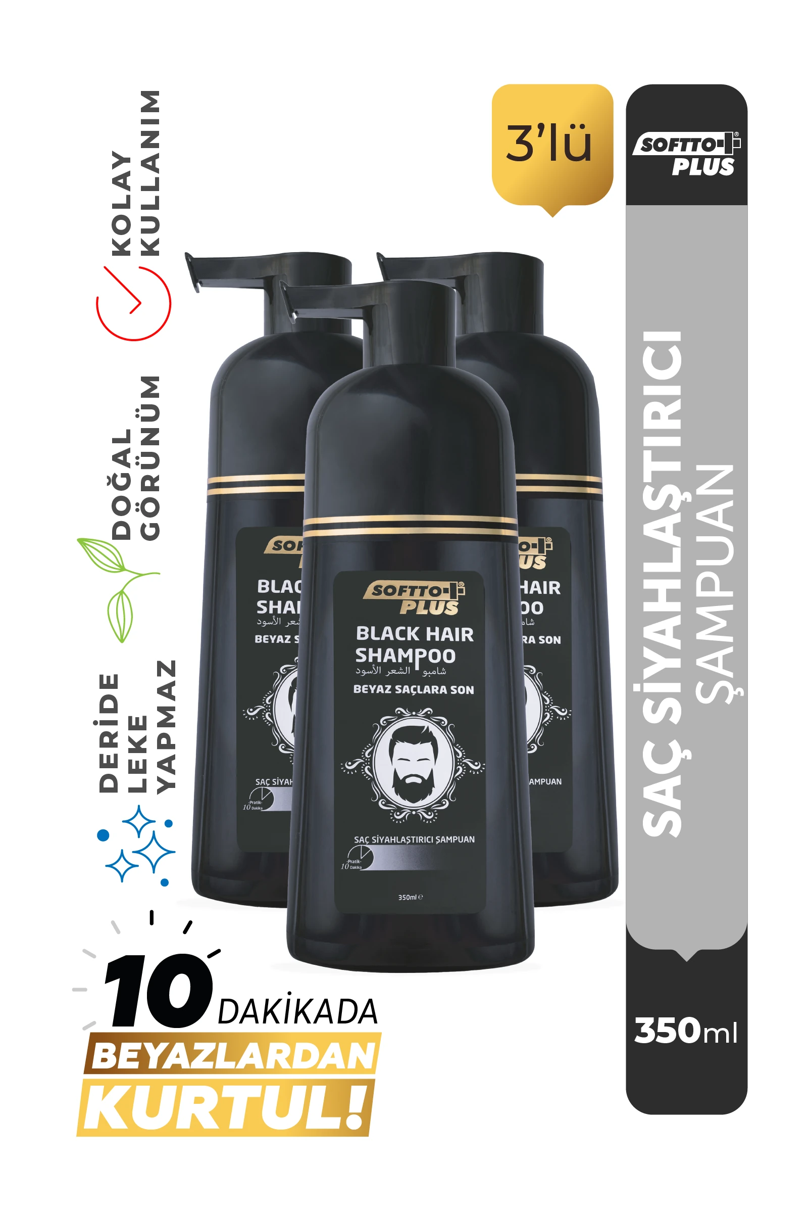 Üçlü Black Hair Şampuan 350ml+350ml+350ml