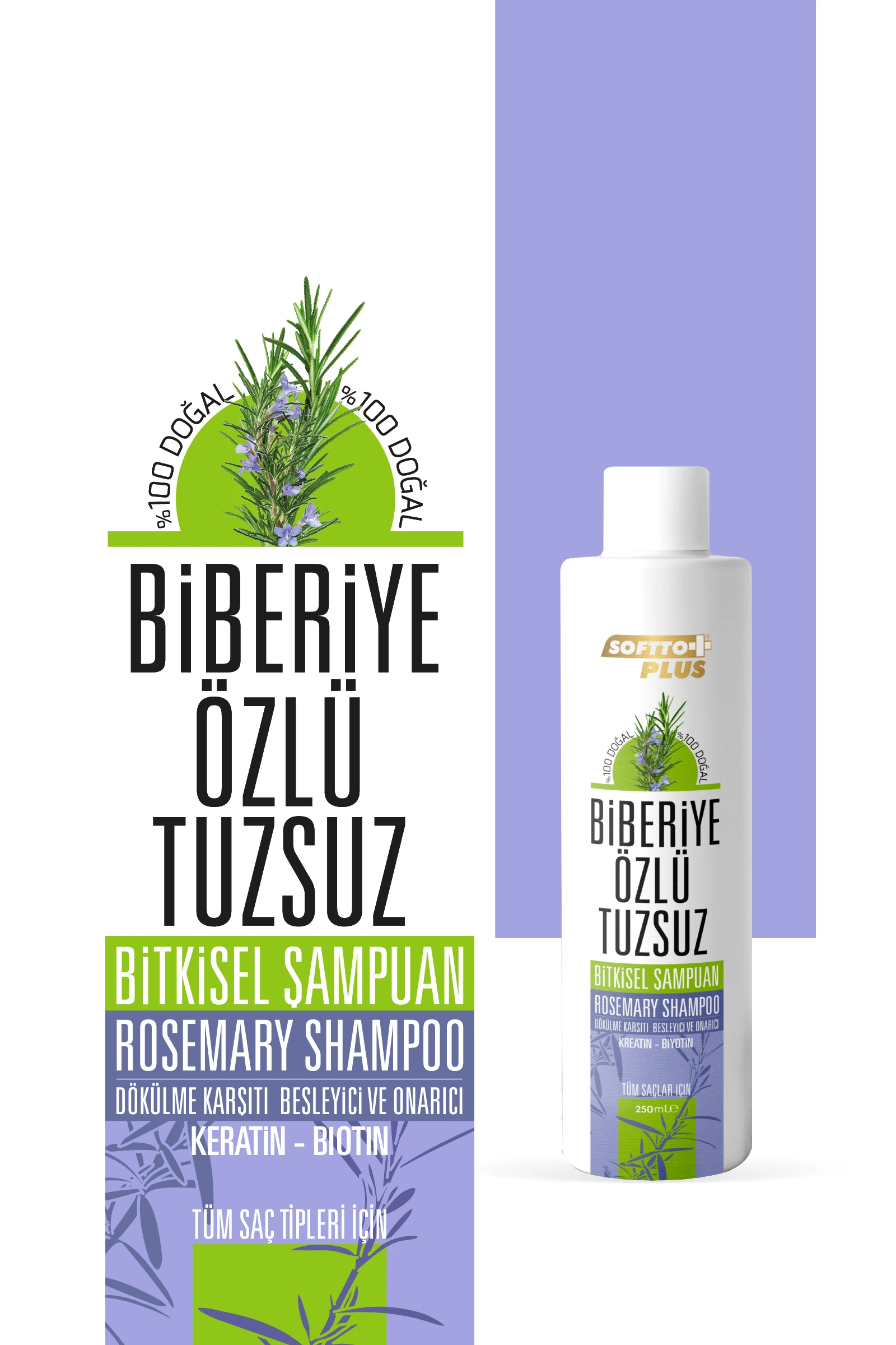 SOFTTO PLUS BİBERİYE ÖZLÜ TUZSUZ ŞAMPUAN 250 ML