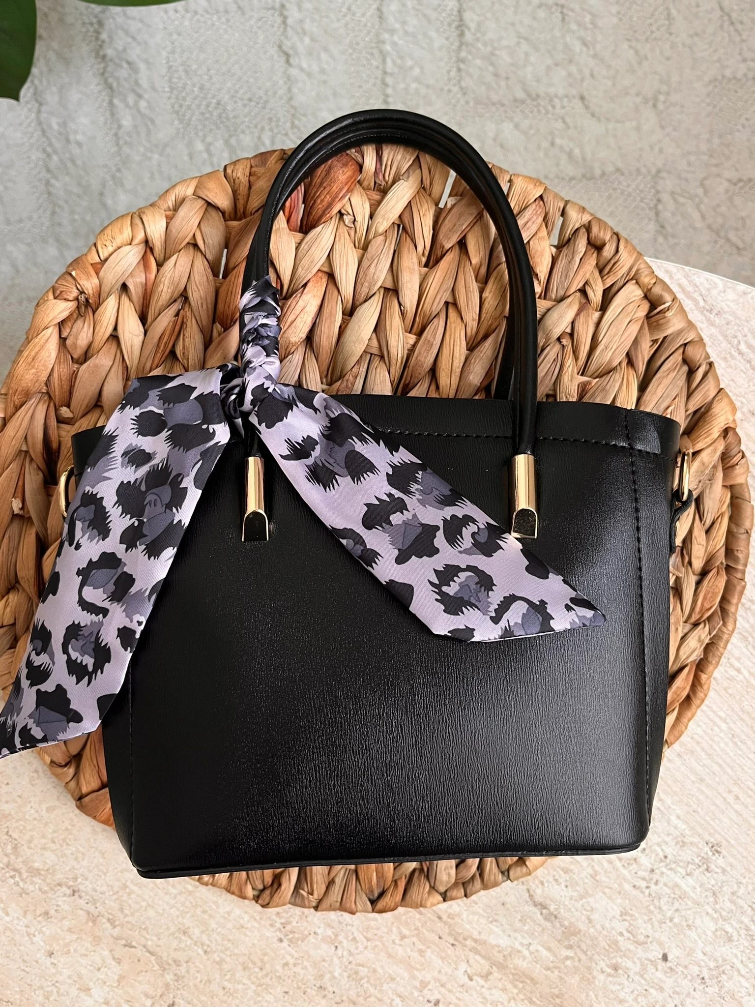 Fular Detaylı Mini El/Omuz Çantası