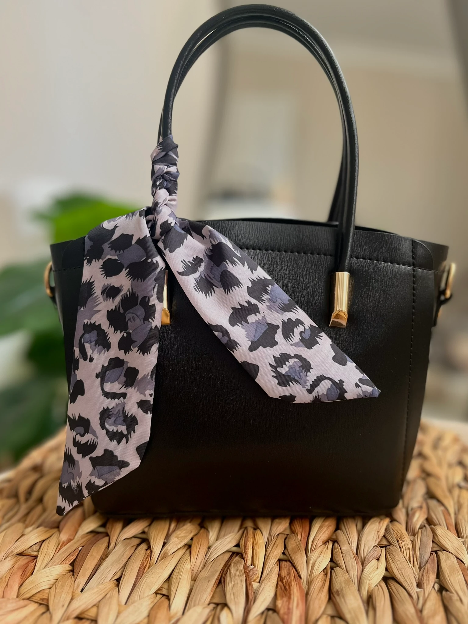 Fular Detaylı Mini El/Omuz Çantası - Siyah