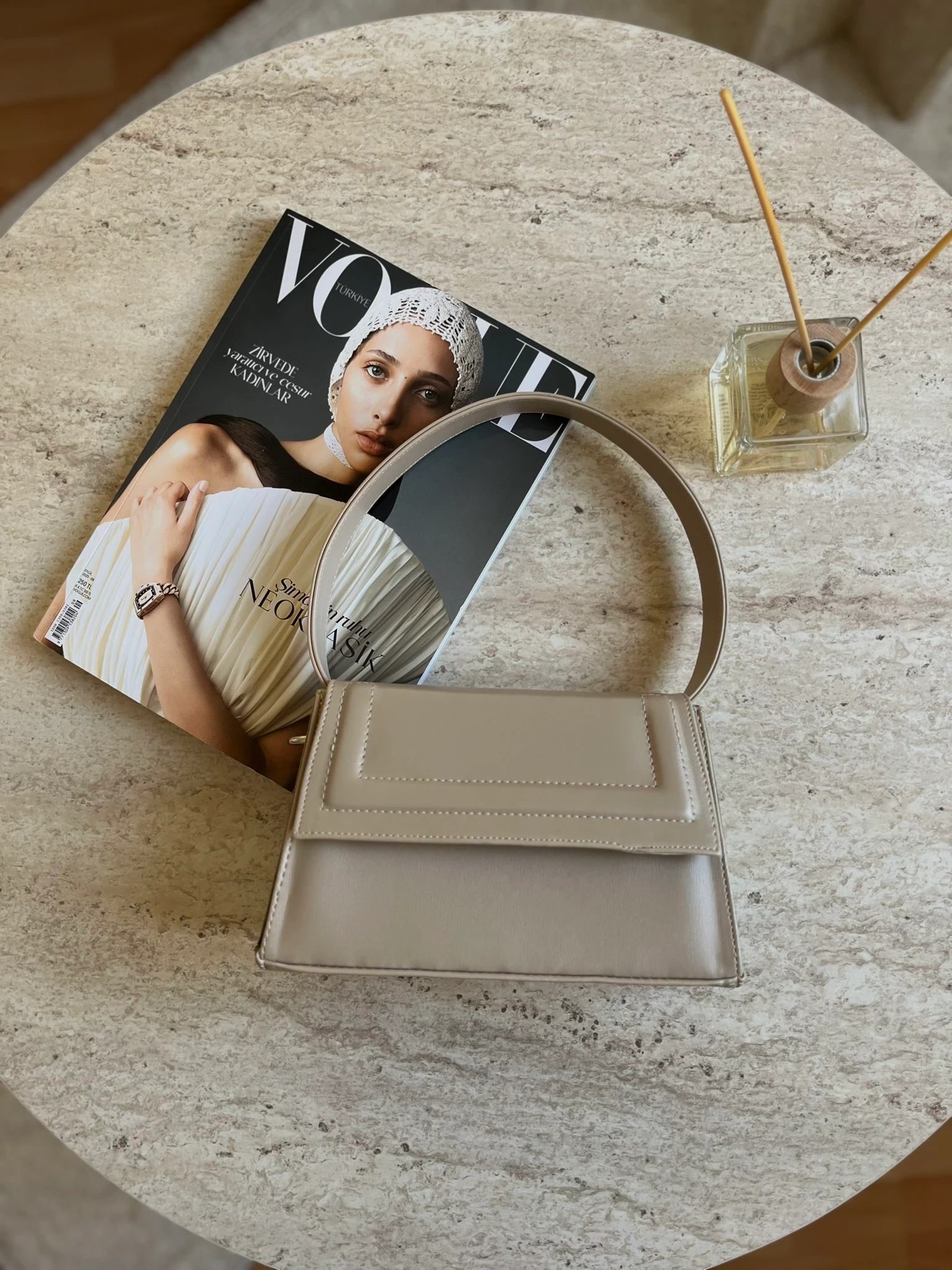 Minimal Baget El/Omuz Çantası - Açık Bej