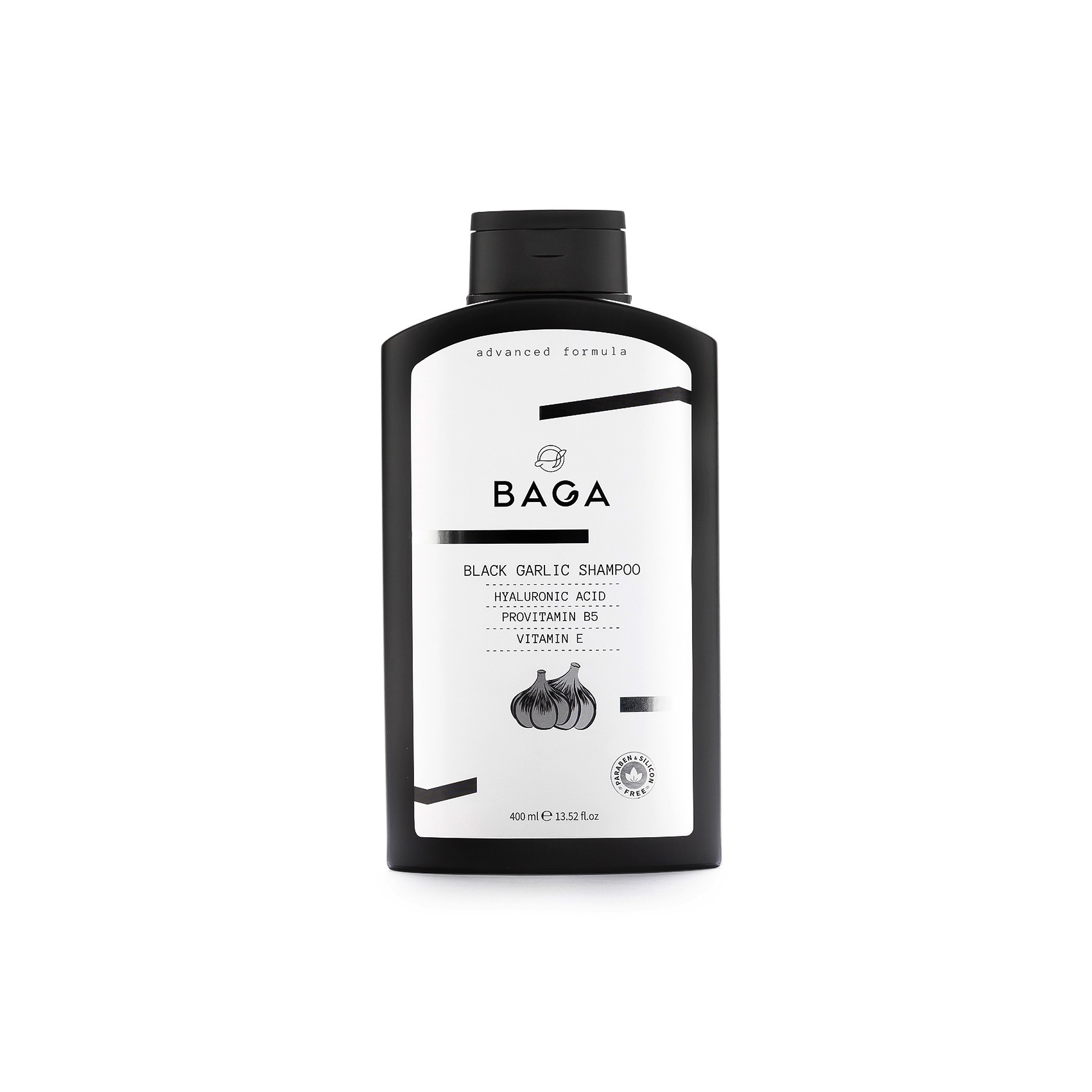 Black Garlic Shampoo 400ml (Hyaluronic Acid + Provitamin B5 + Vitamin E)