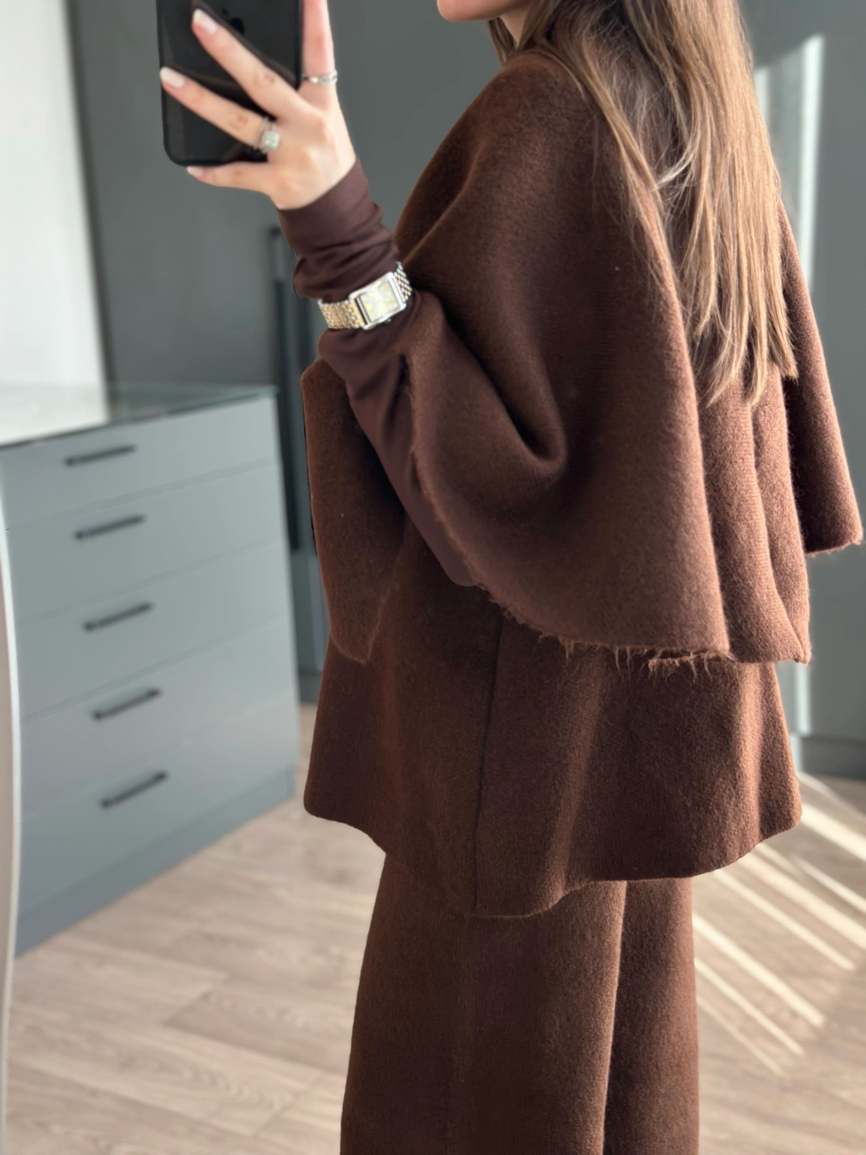 ACI KAHVE METAL DÜĞME DETAYLI TRİKO PANÇO