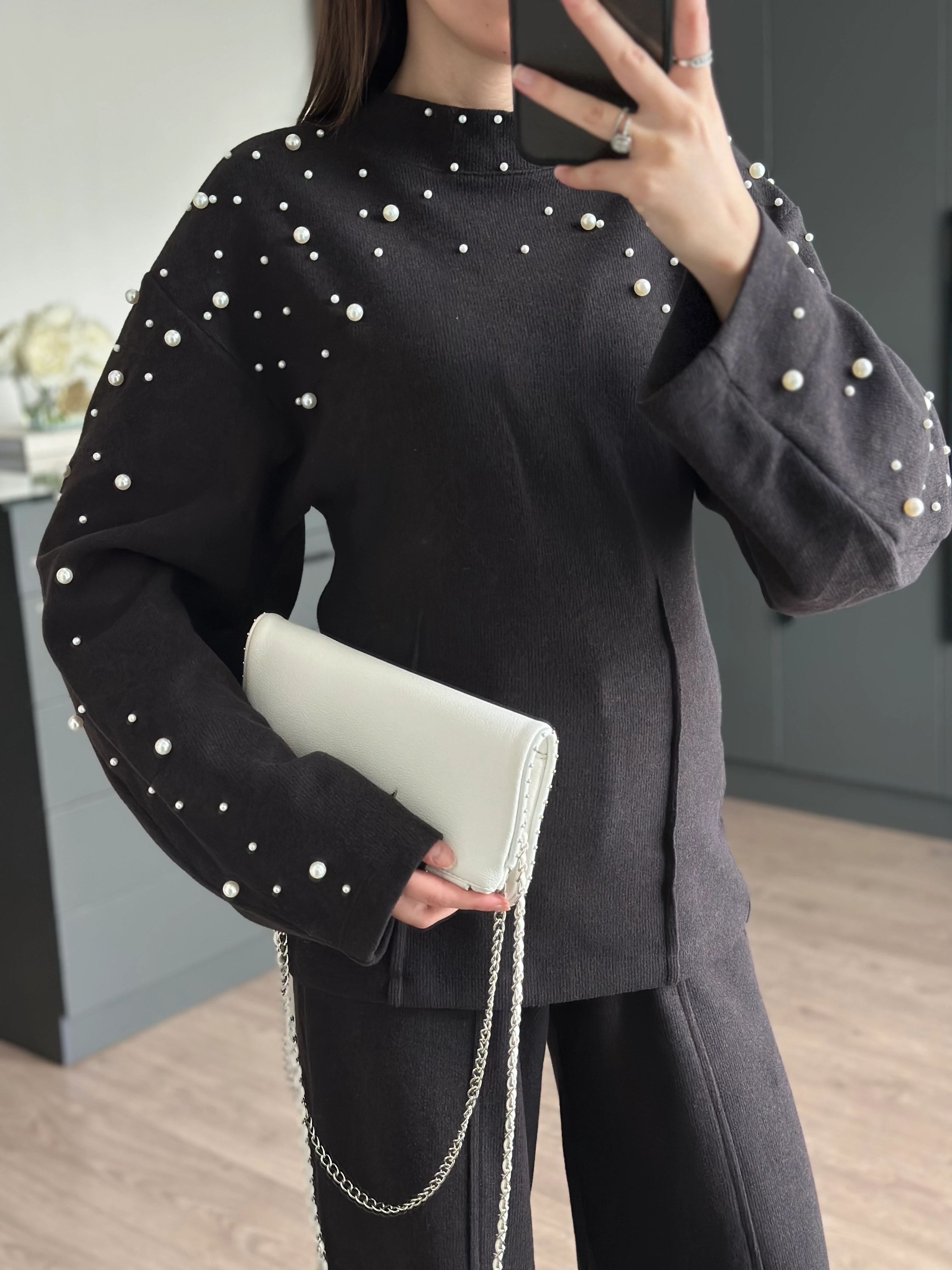 YUMUŞAK SUNİ İNCİLİ TAKIM - Acı Kahve