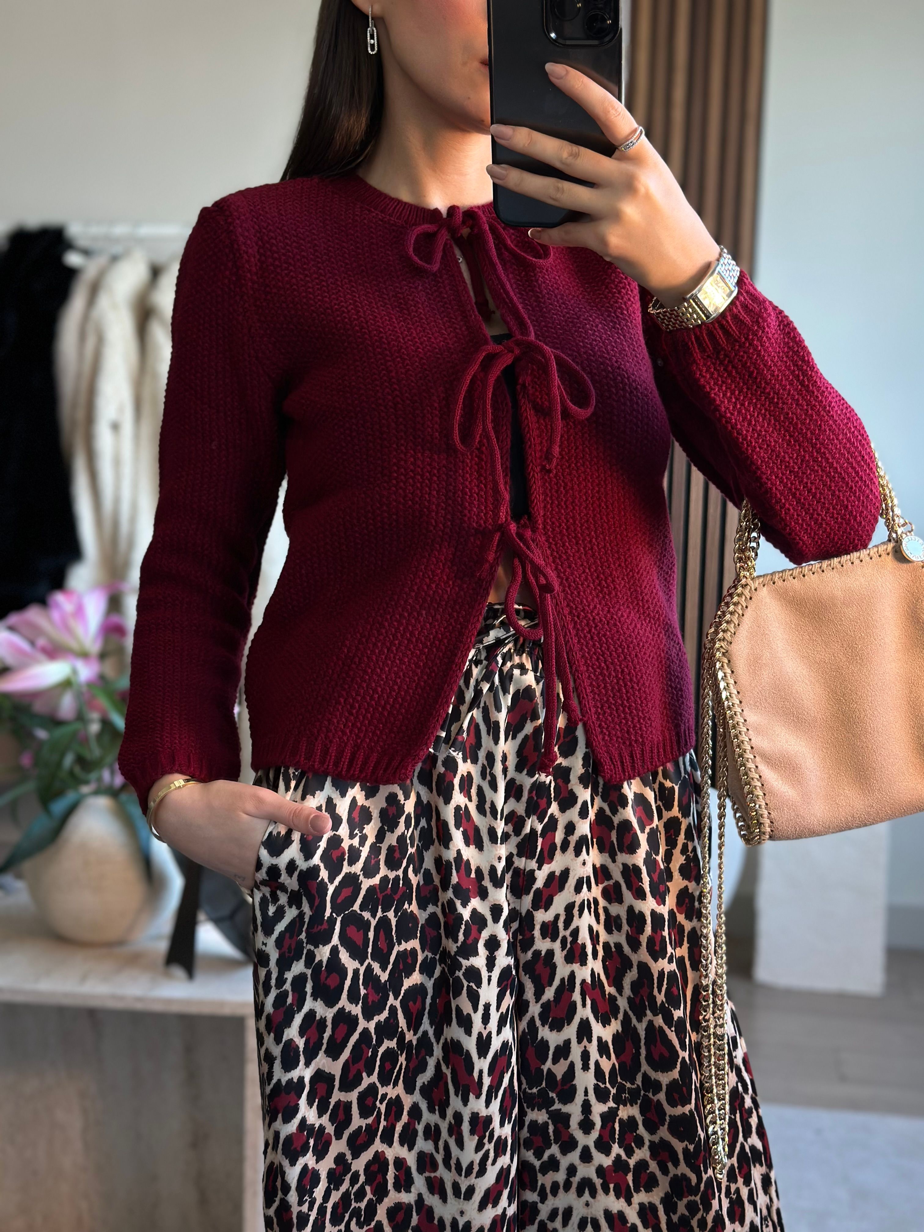 BORDO ÖRME BAĞCIKLI HIRKA