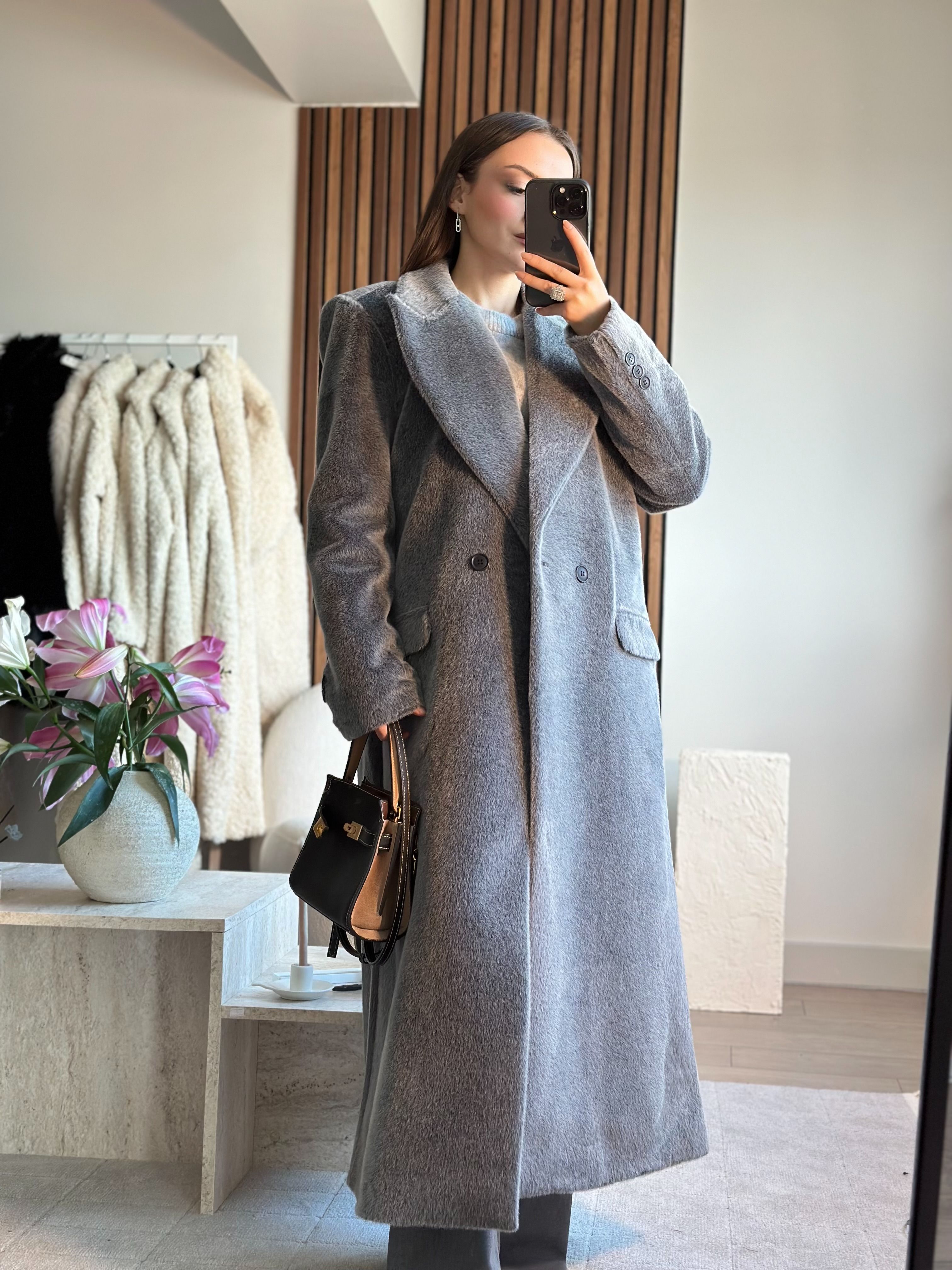 PREMIUM DOKULU GRİ KABAN