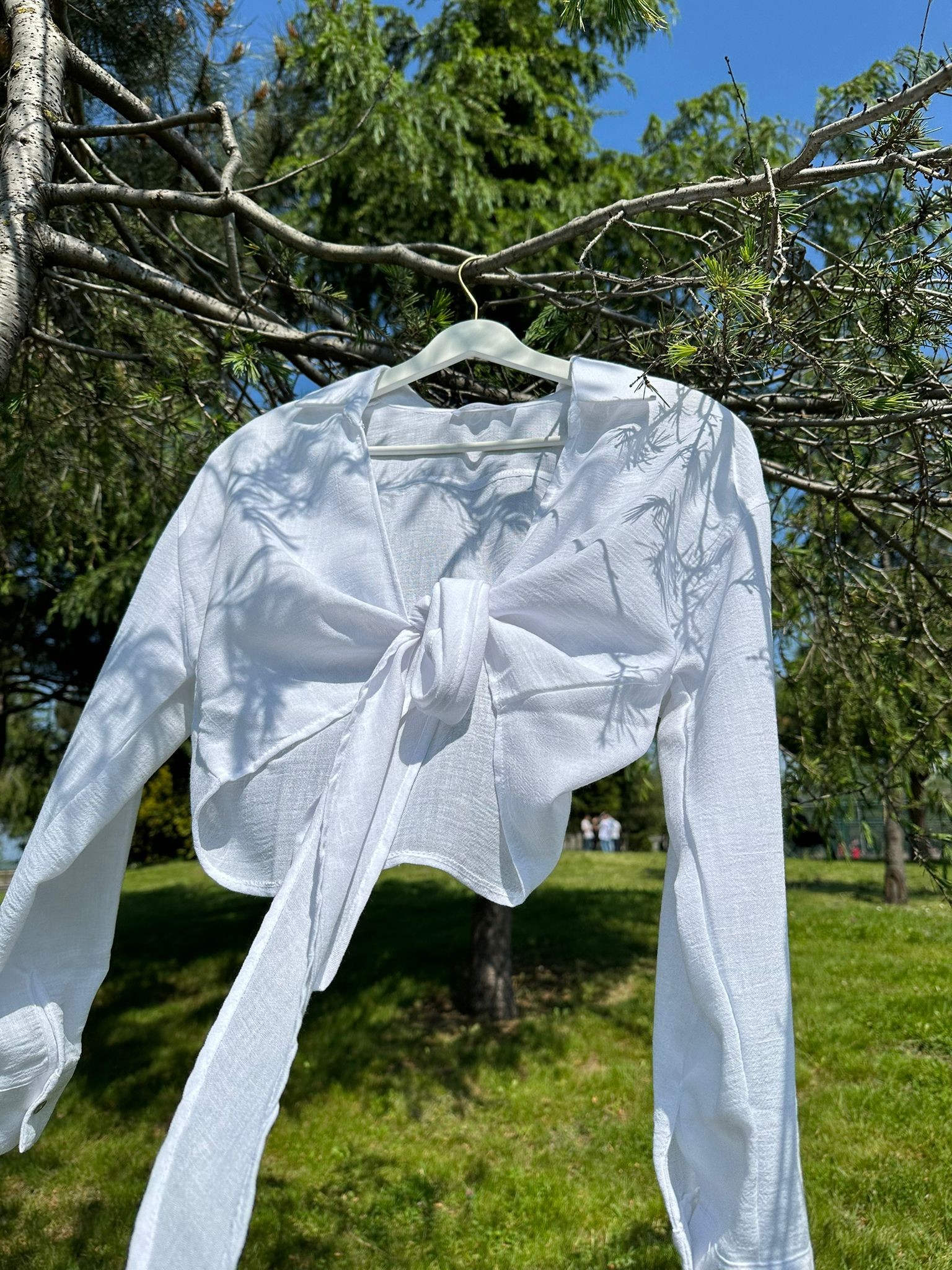 LINEN KNOTTED TEXTURED BLOUSE