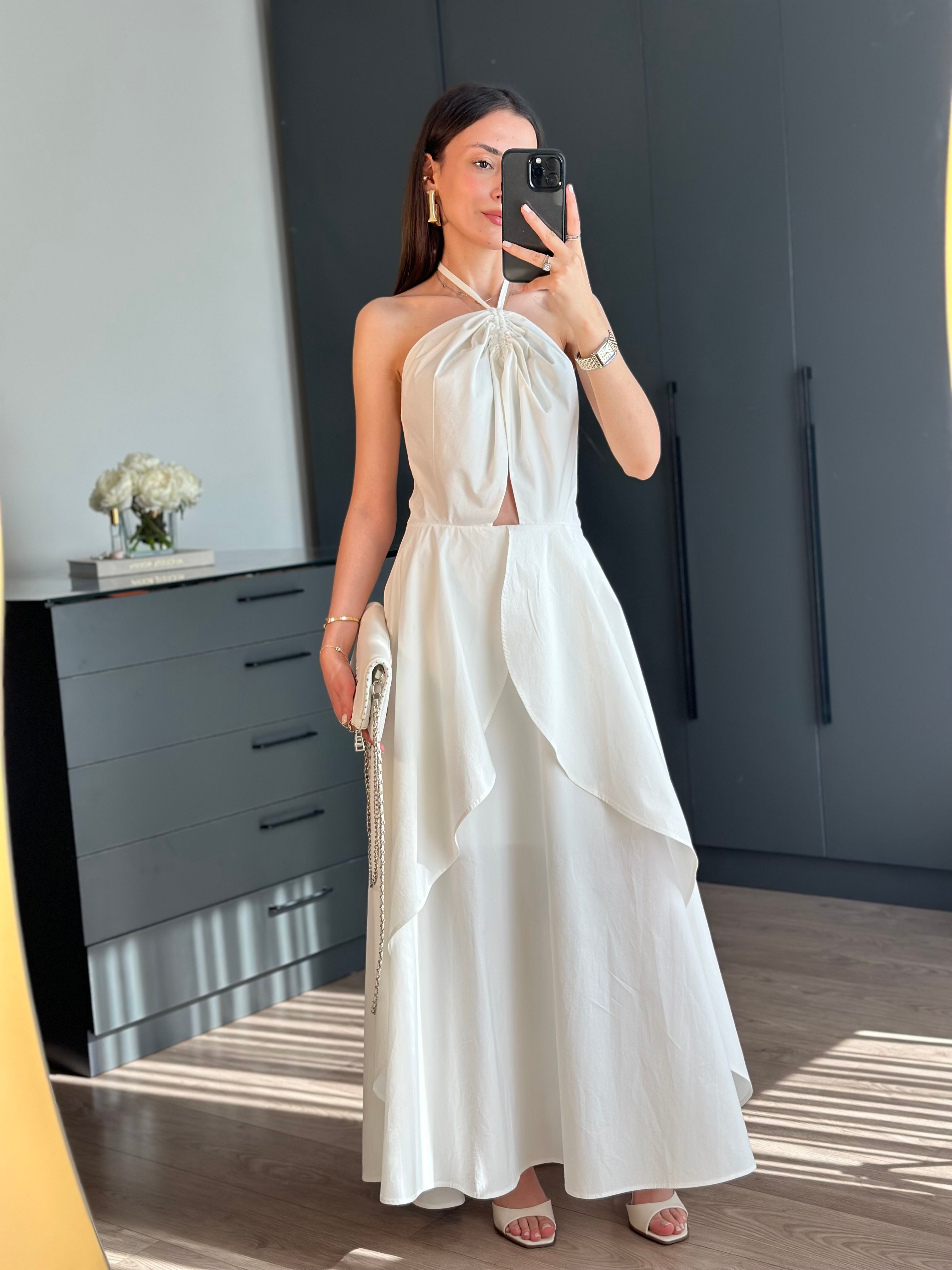 TIANA TASARIM  BOYUNDAN BAĞLAMA MODEL ELBİSE