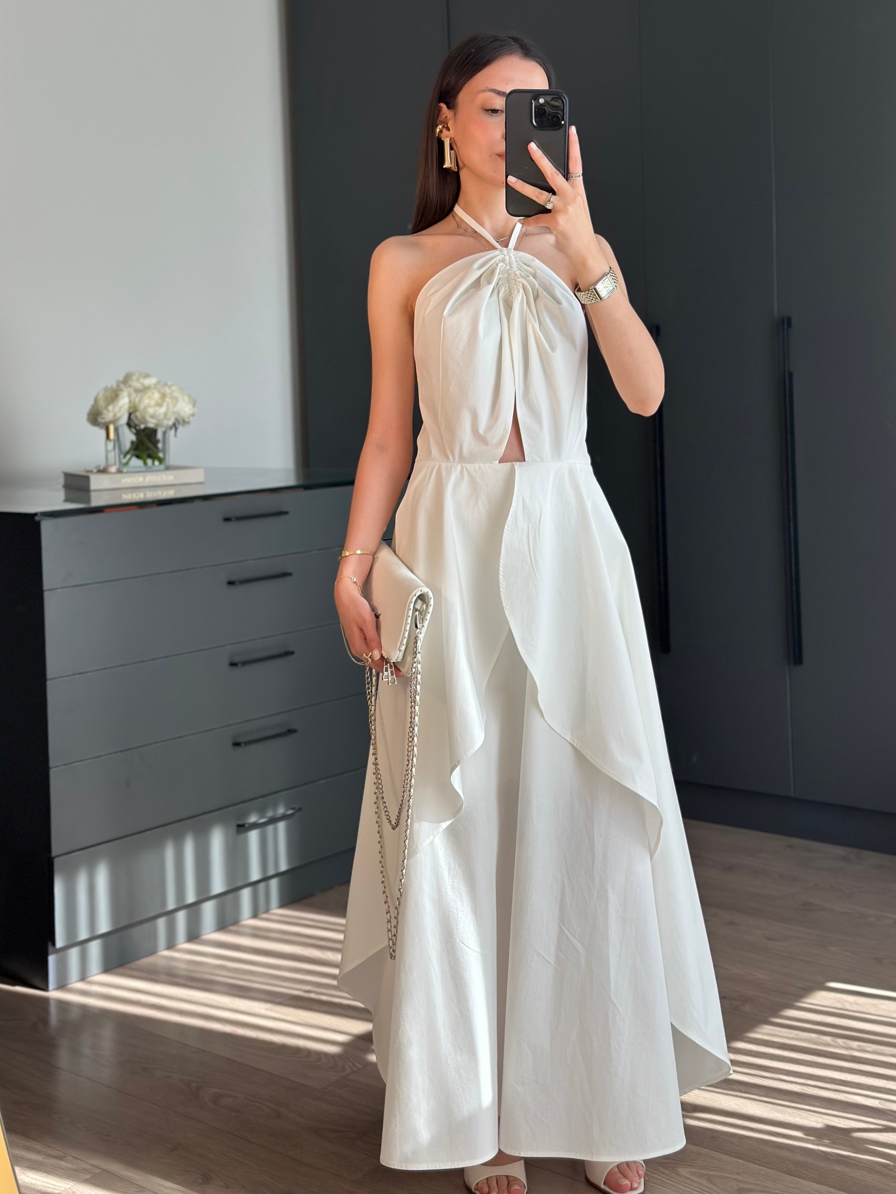 TIANA TASARIM  BOYUNDAN BAĞLAMA MODEL ELBİSE
