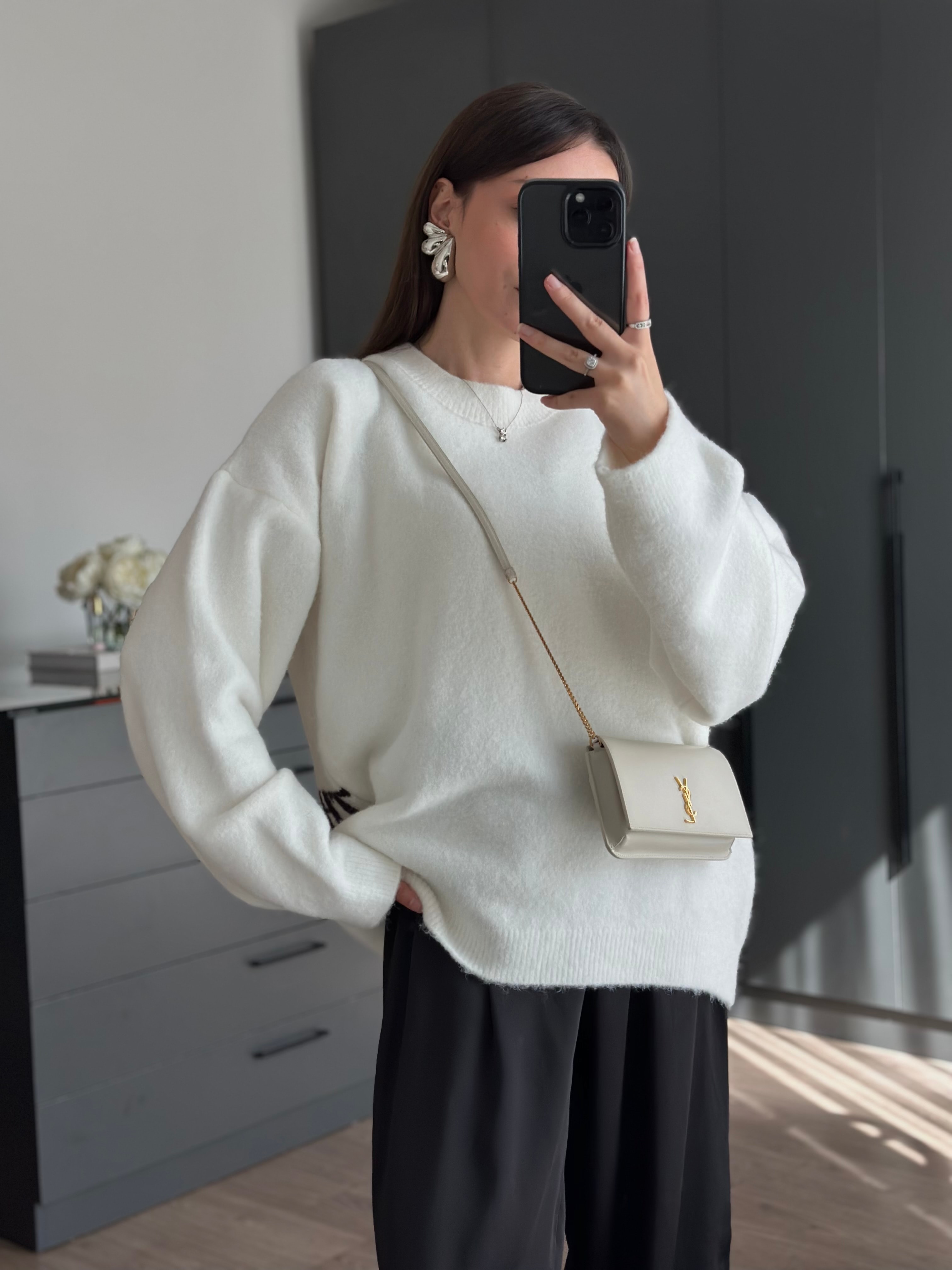 THECOUTURECLUB YAZILI BEYAZ KAZAK