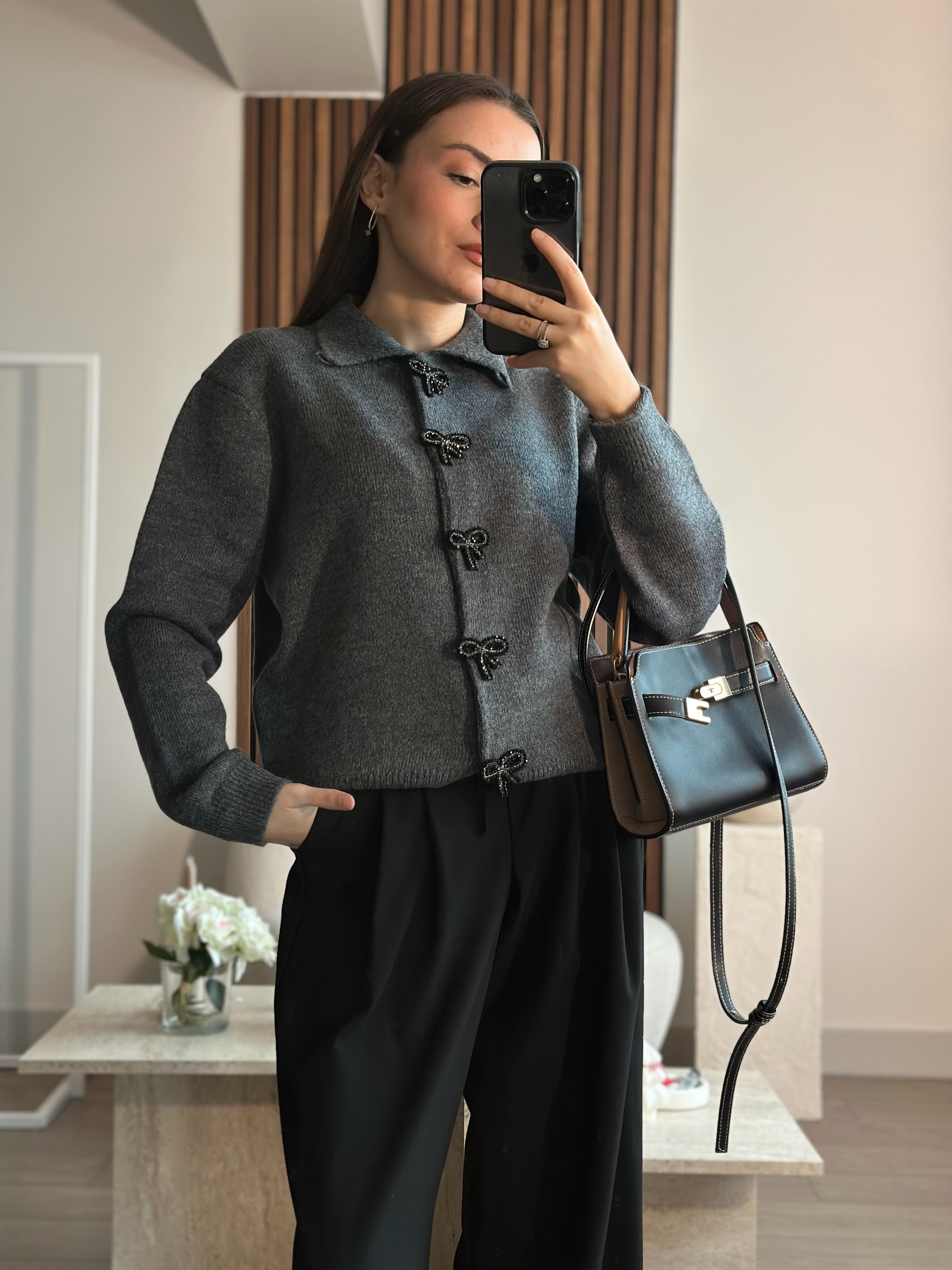 ANTRASİT TAŞLI FİYONK ÇITÇITLI HIRKA