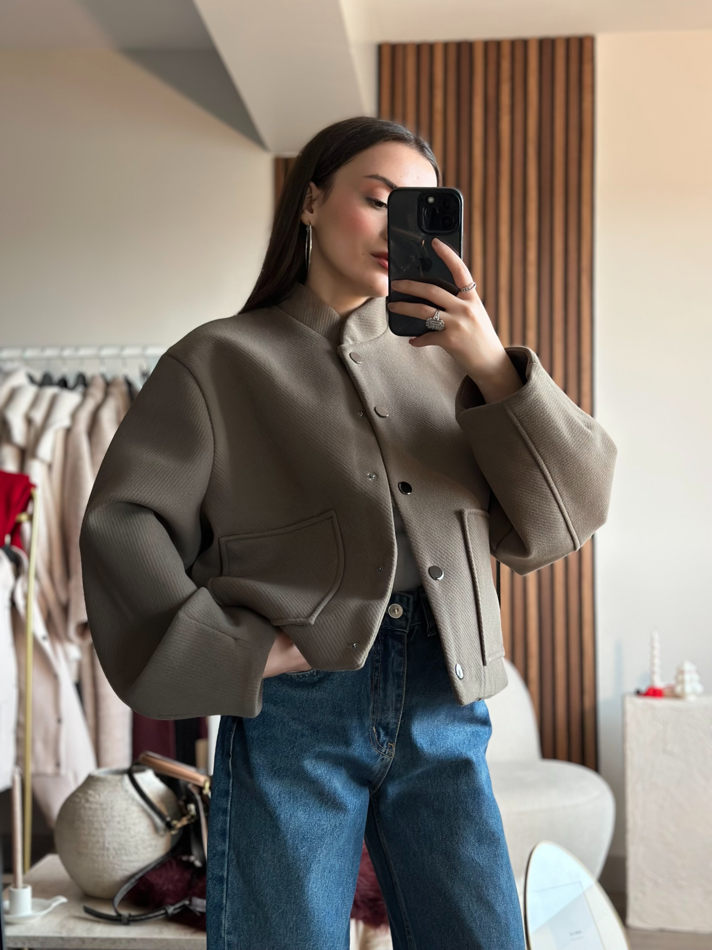 HAKİ PREMIUM CEPLİ BOMBER CEKET