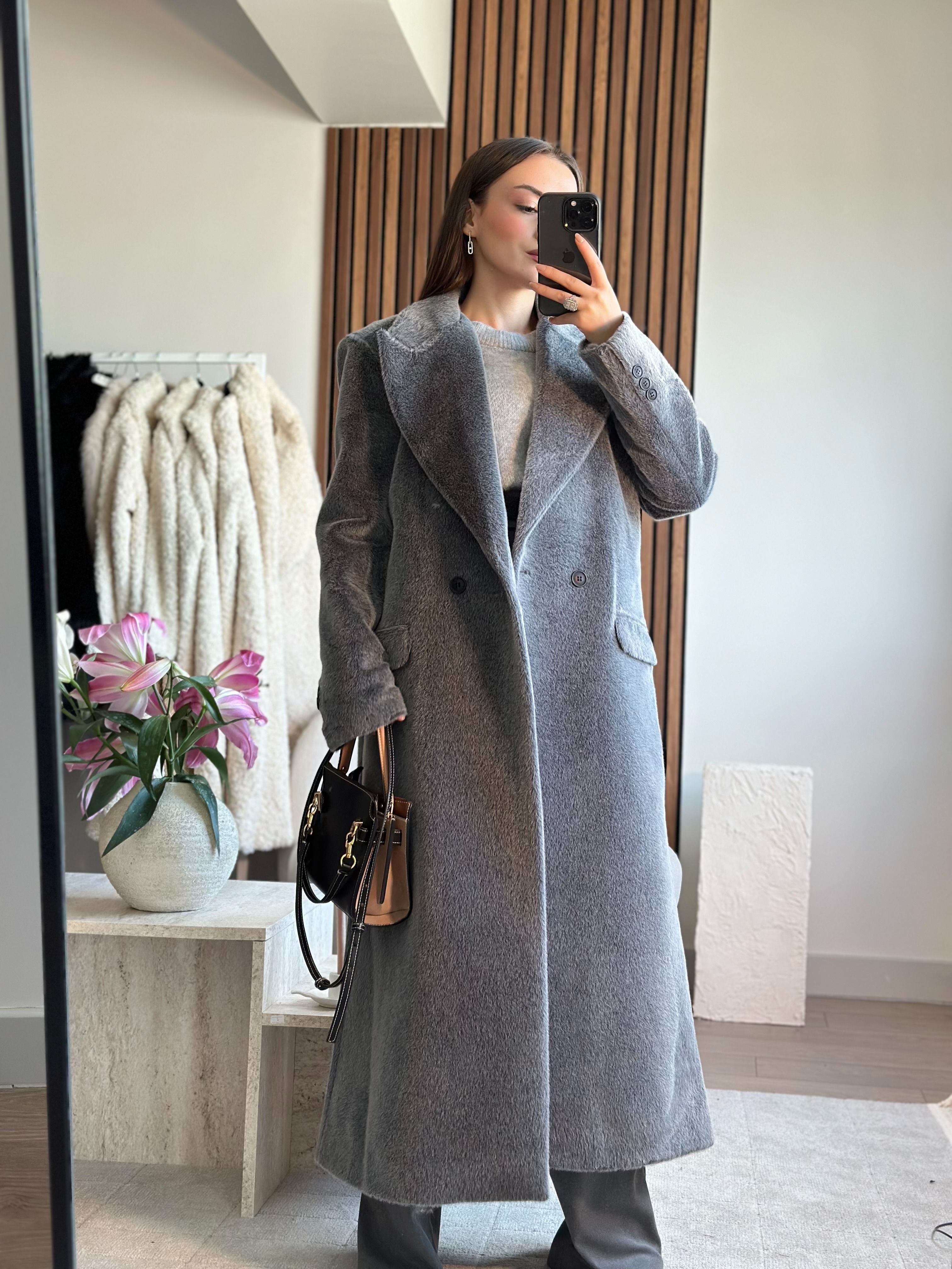 PREMIUM DOKULU GRİ KABAN