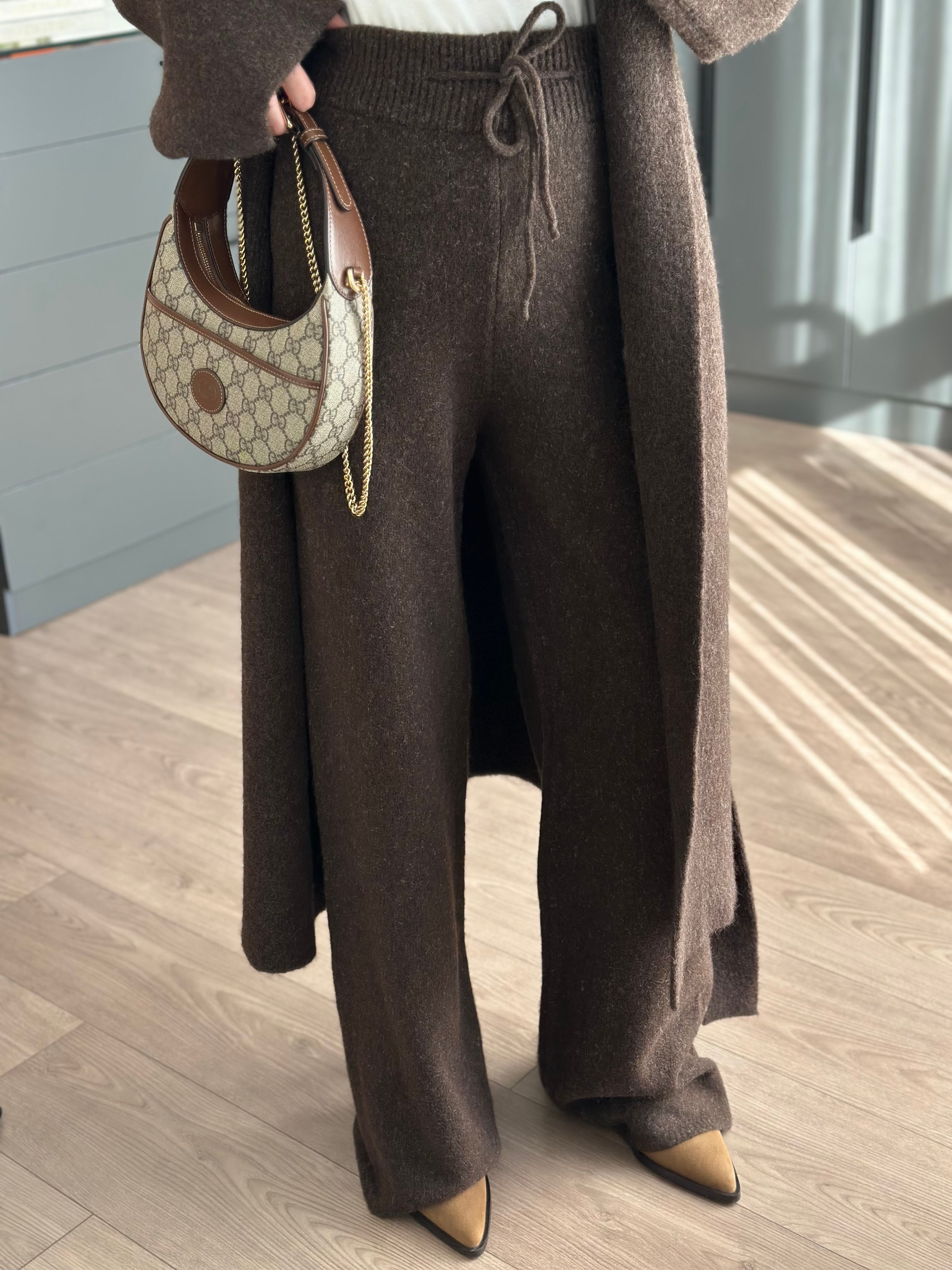 YUMUŞAK DOKULU TRİKO KAHVE PANTOLON