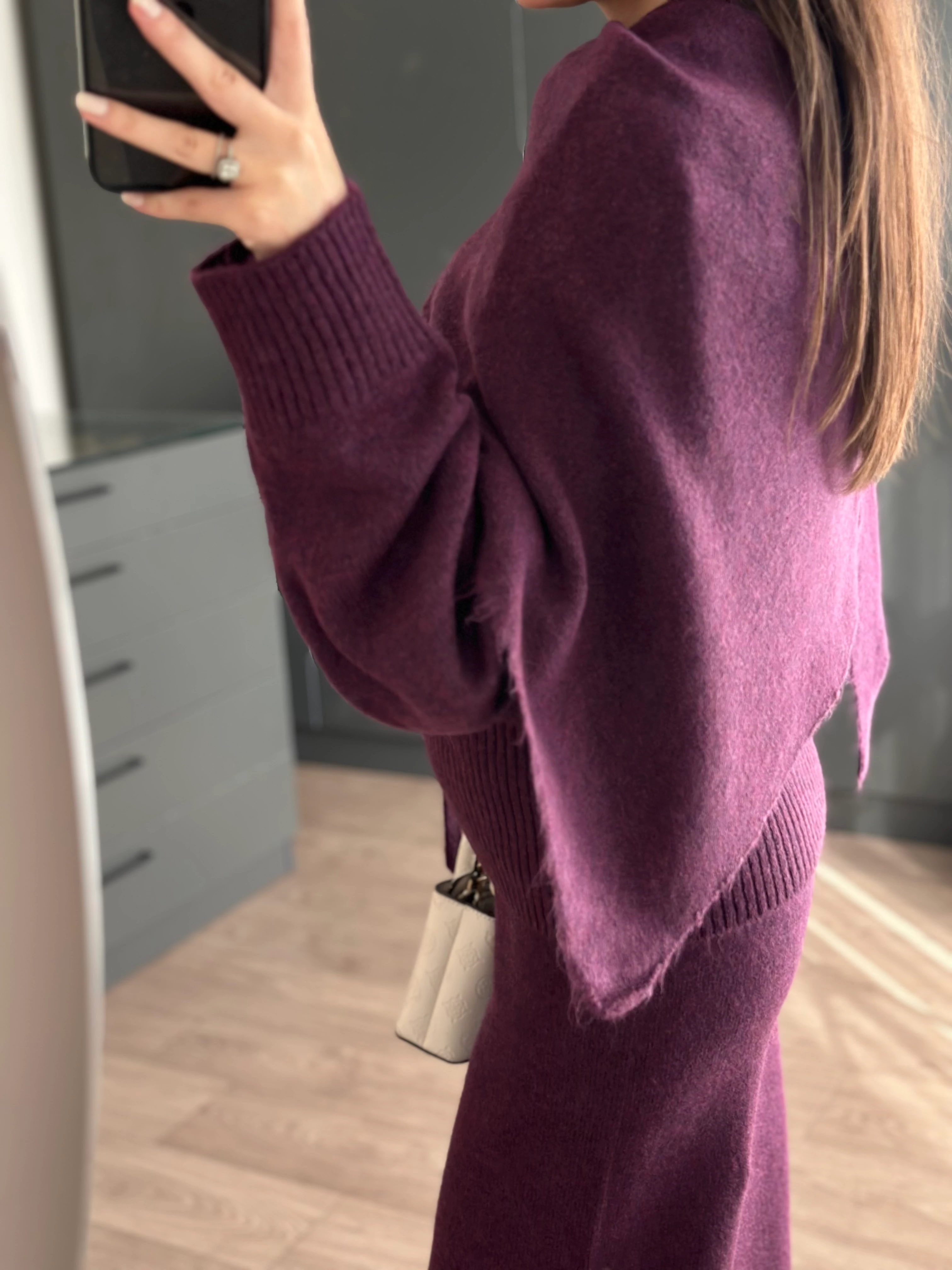 ŞAL DETAYLI TRİKO KAZAK - AÇIK MÜRDÜM