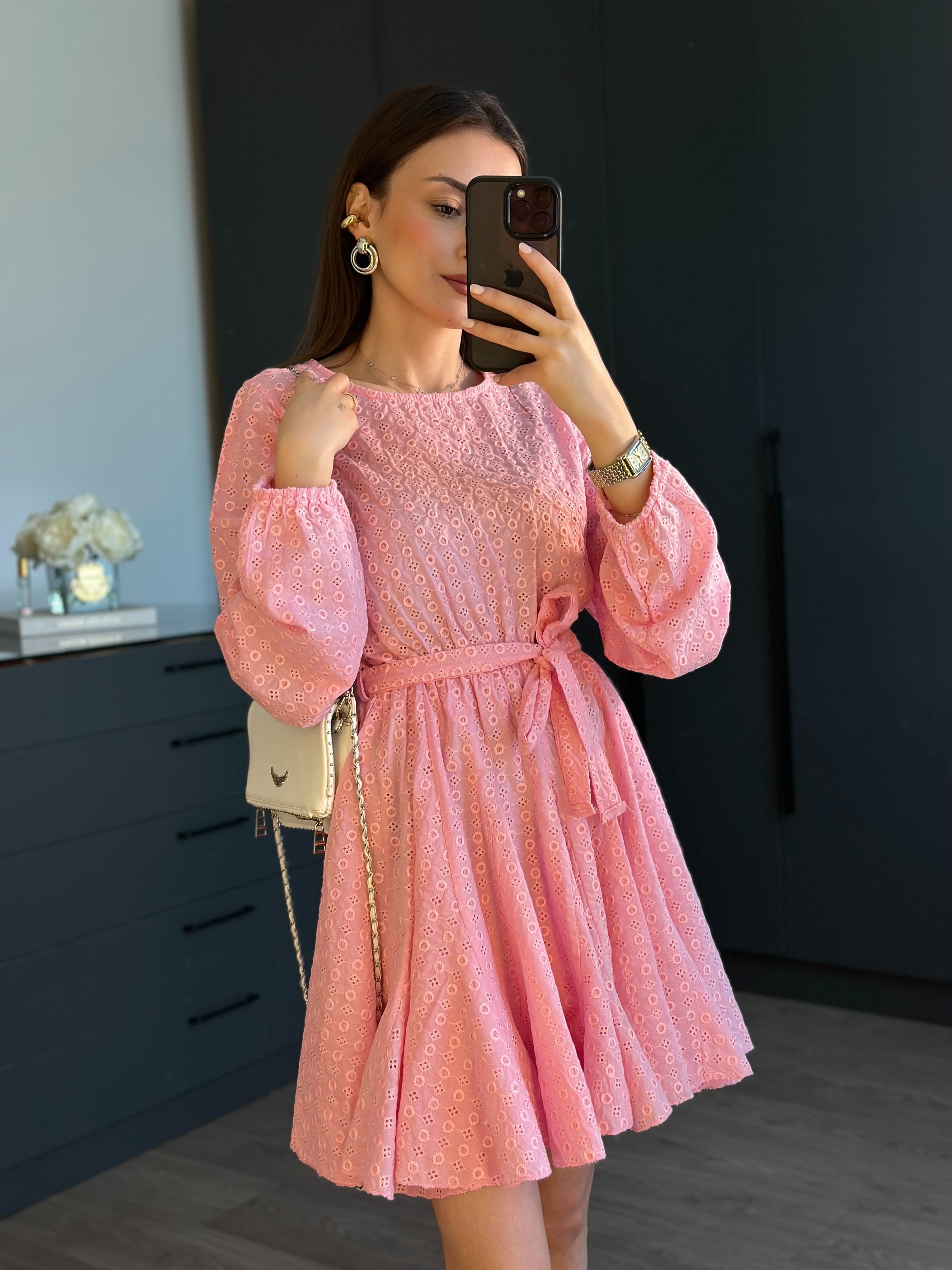 PEMBE FİSTO KLOŞ ELBİSE