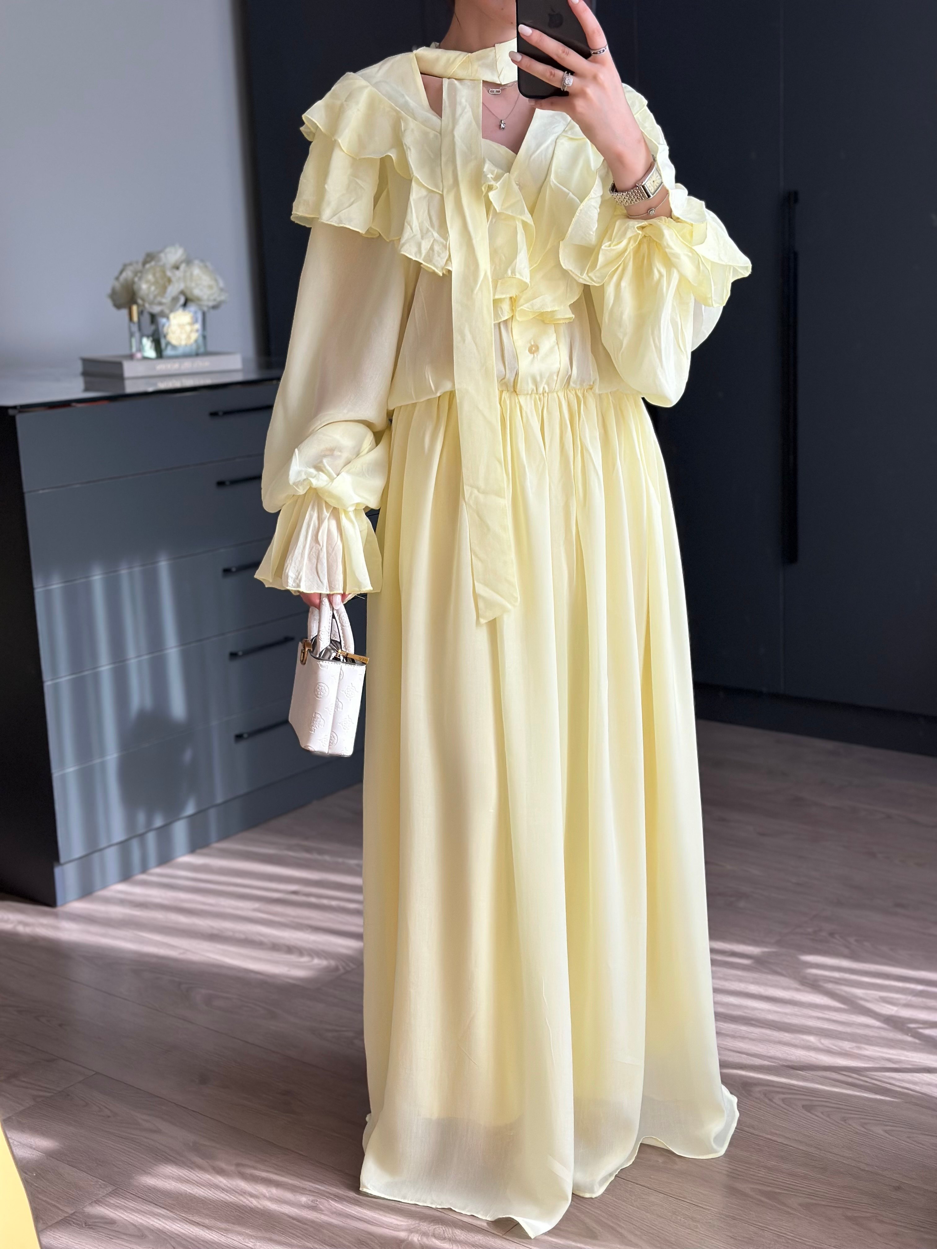 REUTTE TASARIM MODEL SARI ELBİSE