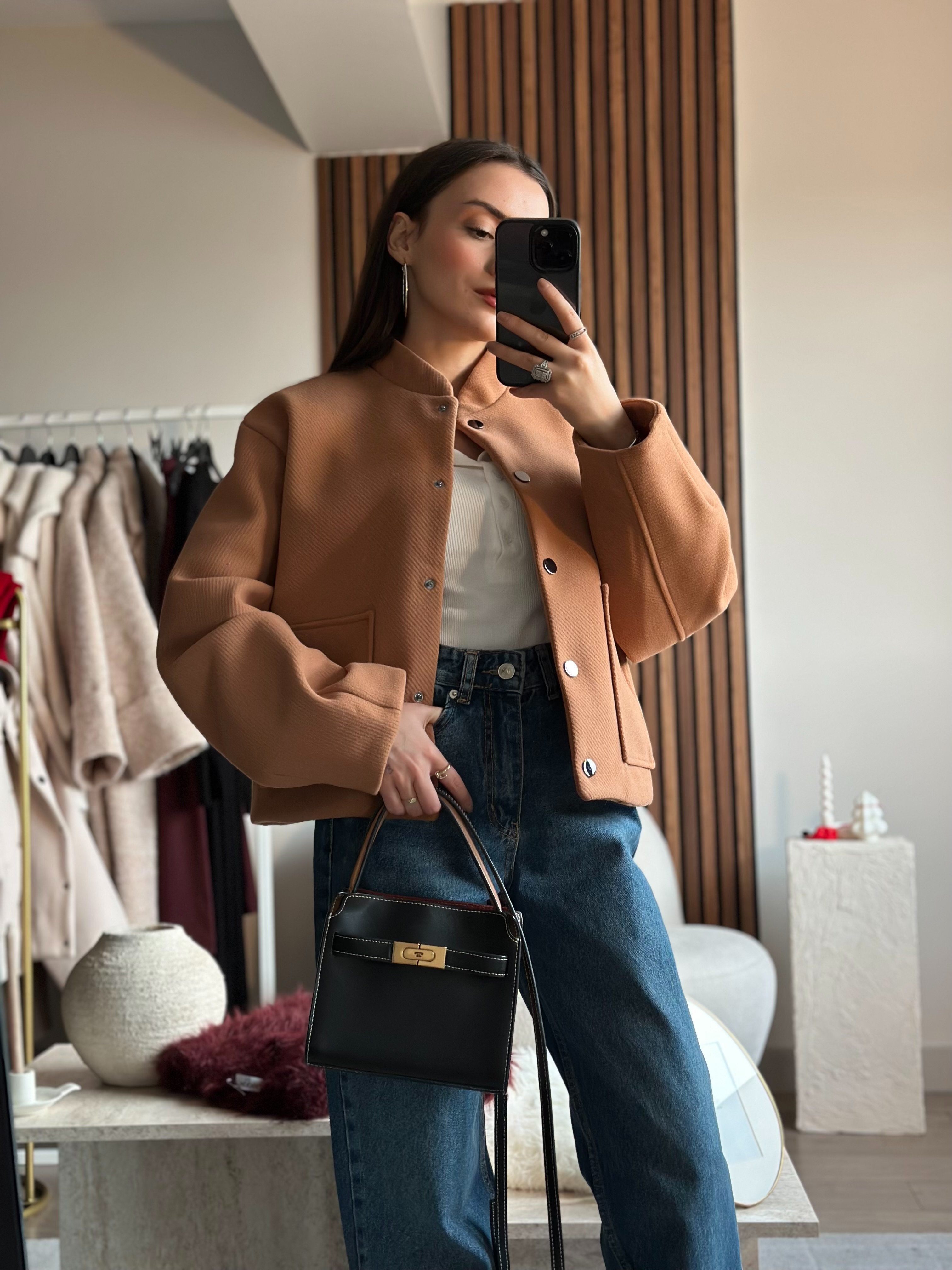 CAMEL PREMIUM CEPLİ BOMBER CEKET