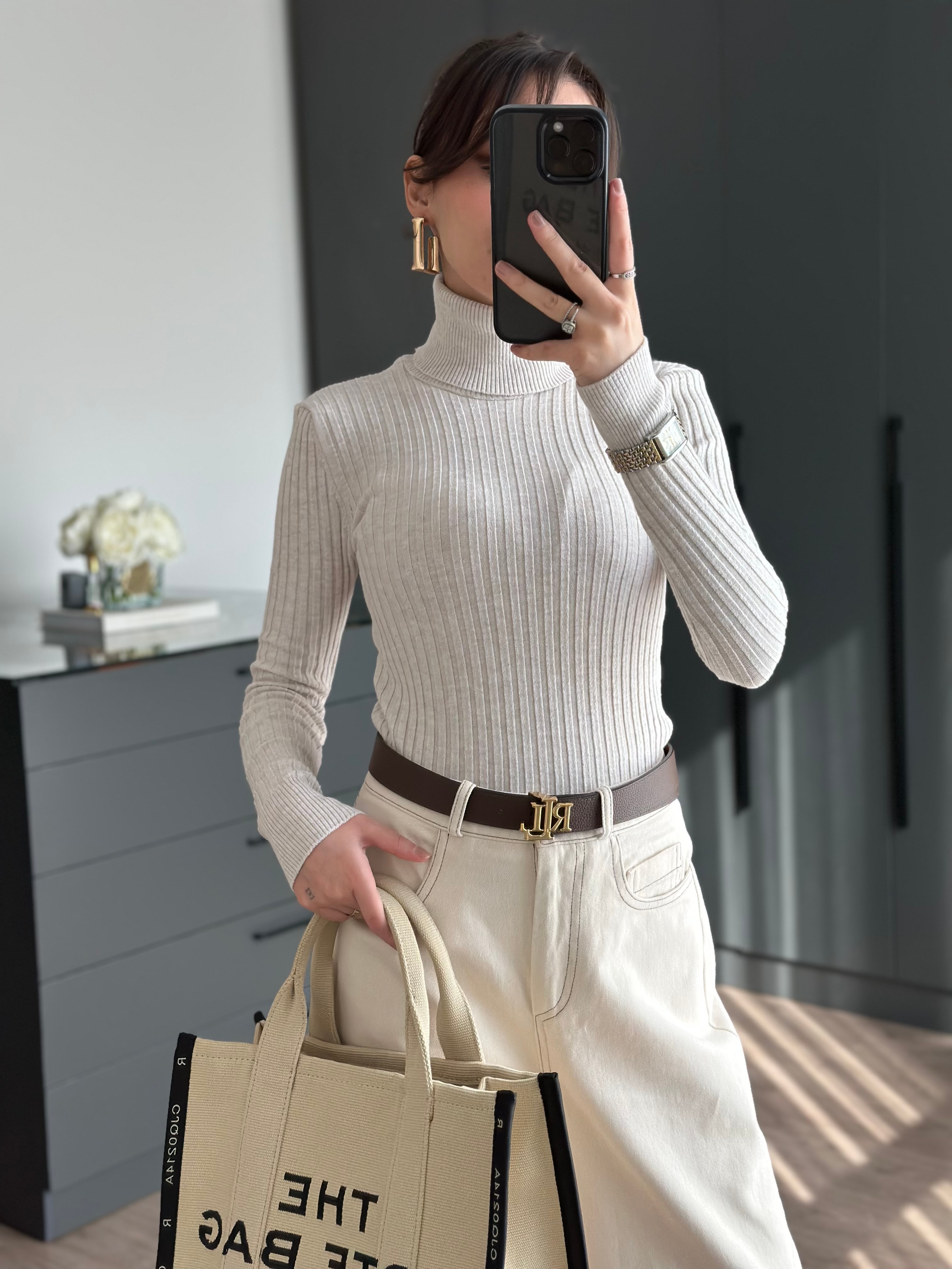 FİTİLLİ BOĞAZLI TRİKO BEJ KAZAK 