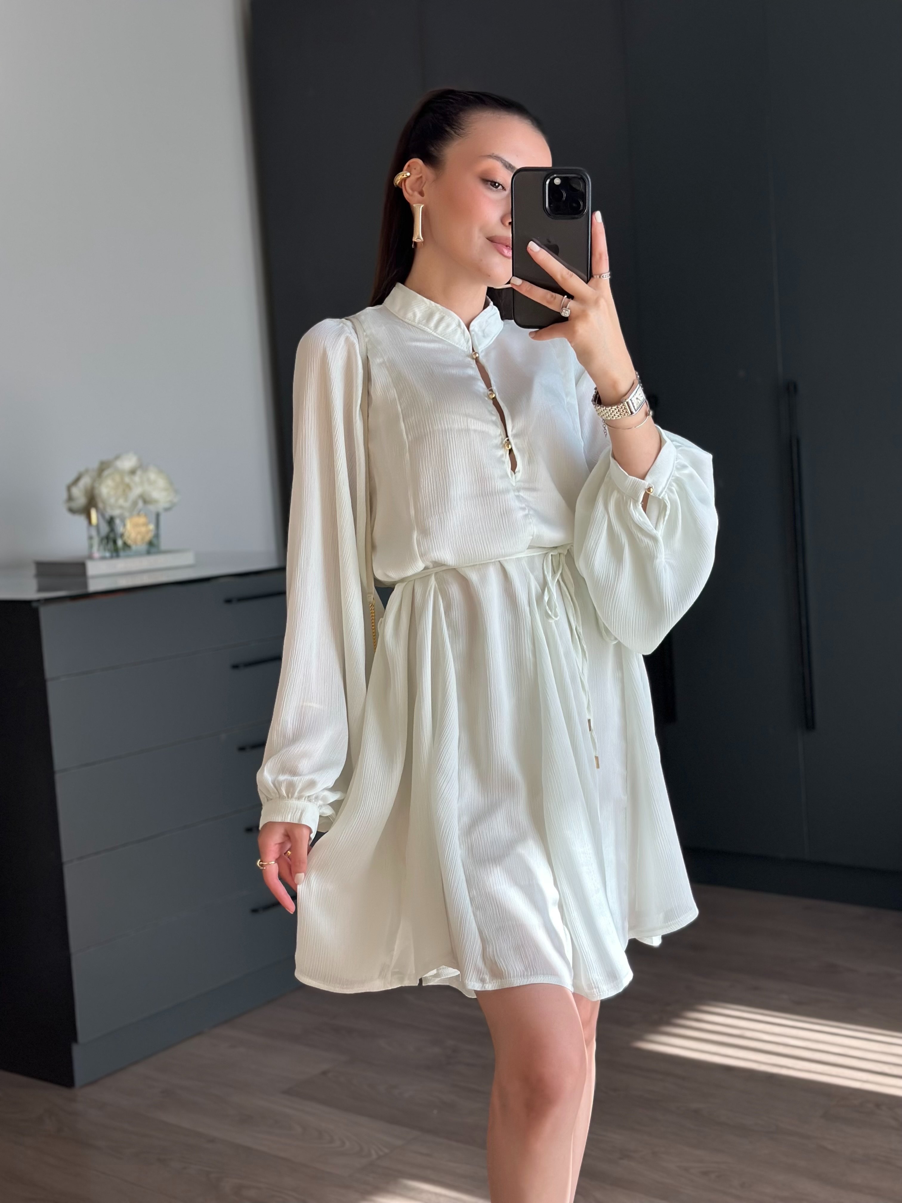 TASARIM YAKA DETAYLI ELBİSE