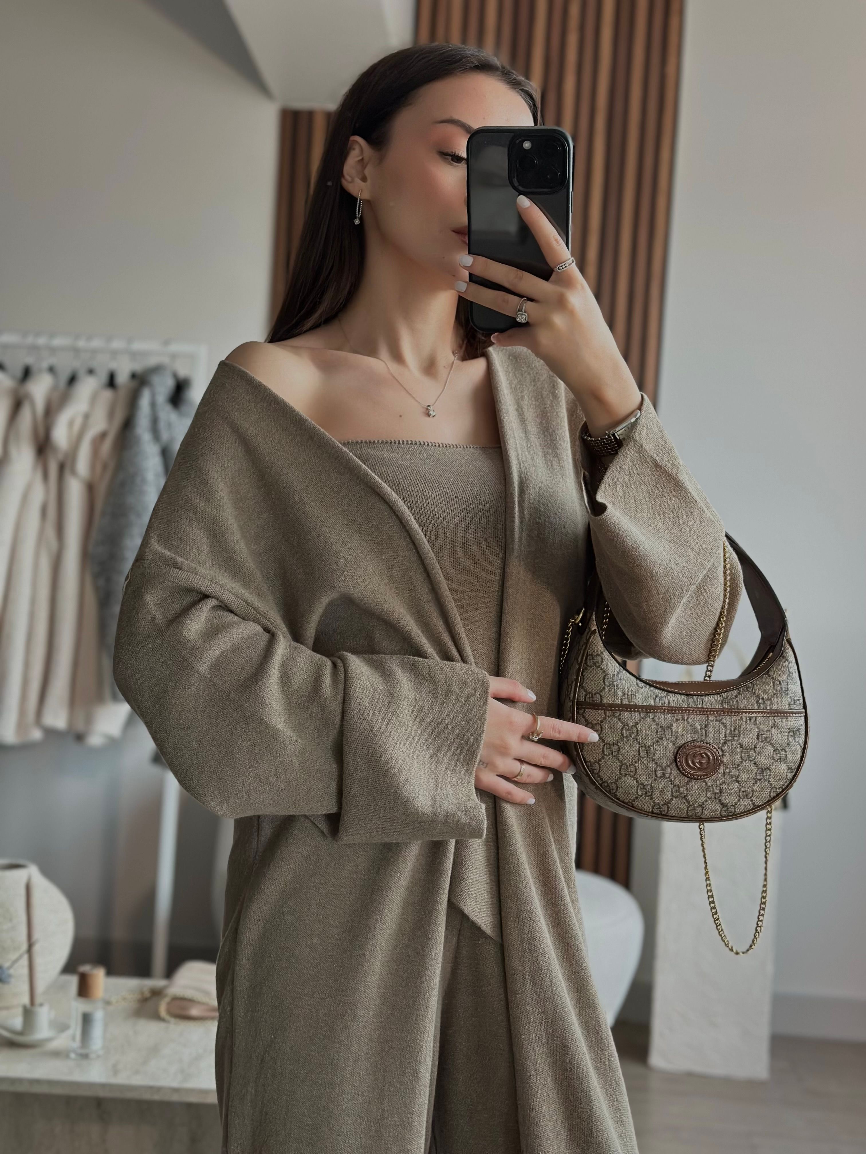 KOYU BEJ TASARIM 3'LÜ TRİKO TAKIM