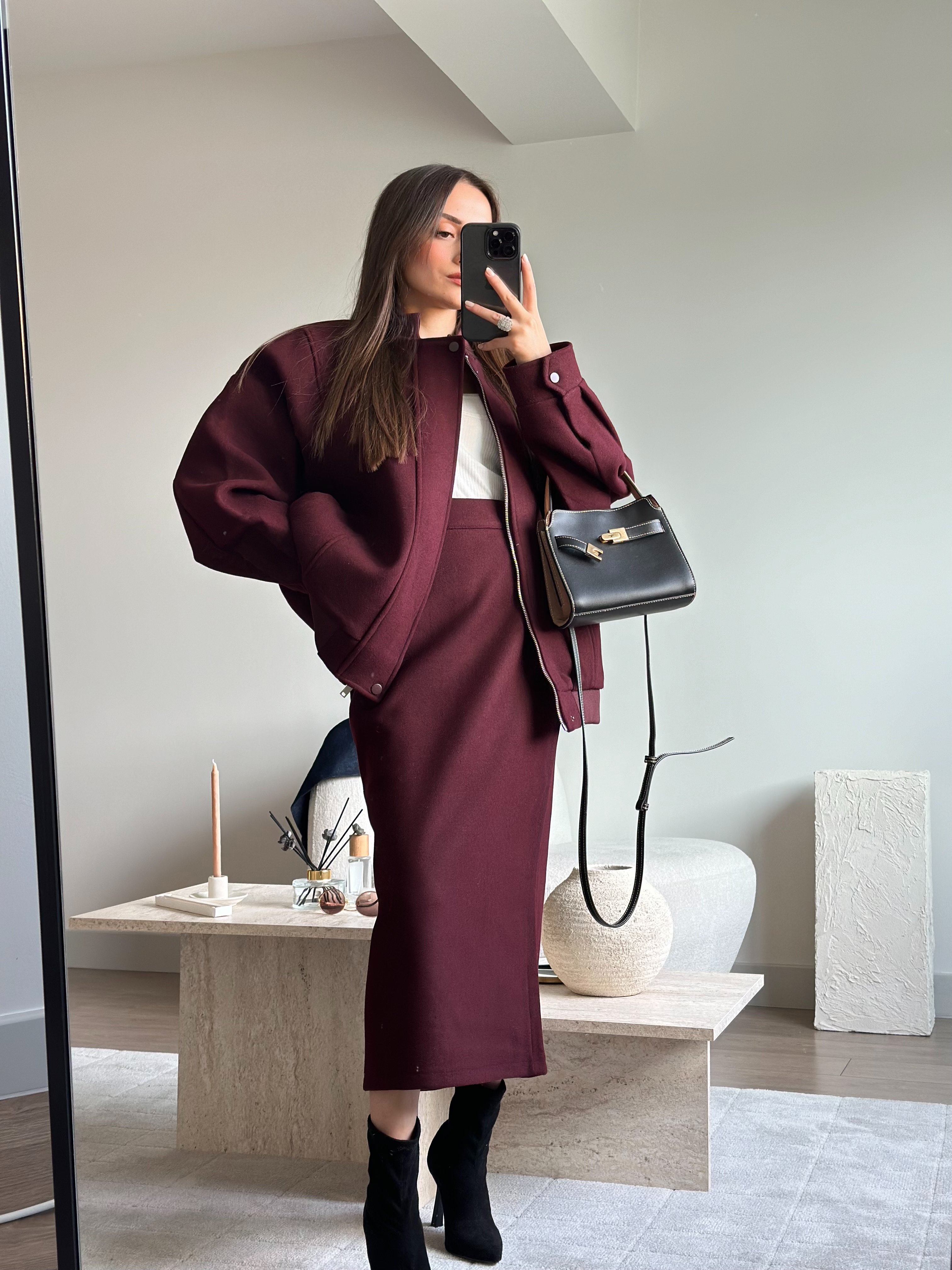 BORDO KAŞE BOMBER CEKET