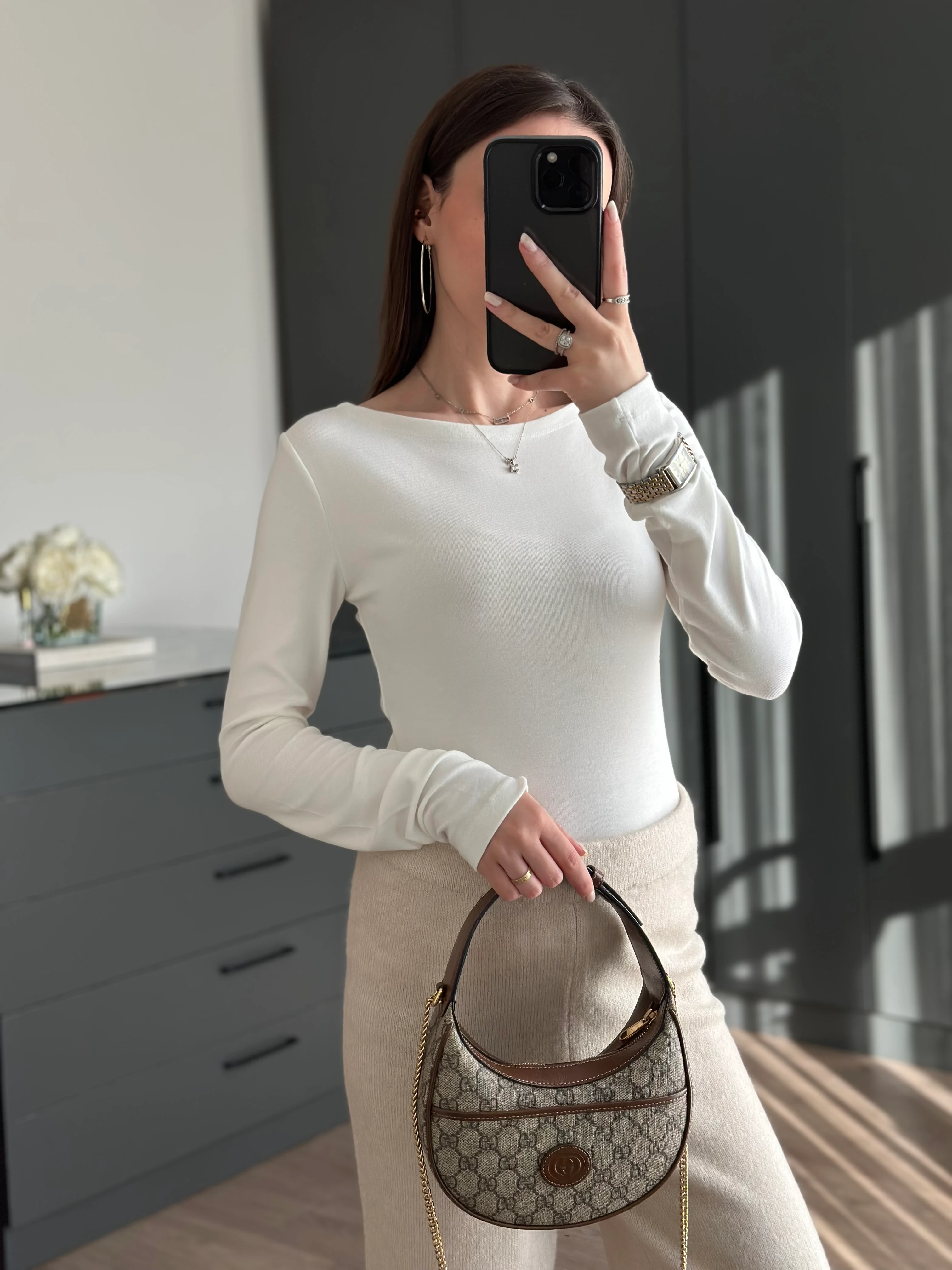 SOFT UZUN KOLLU BLUZ - BEYAZ