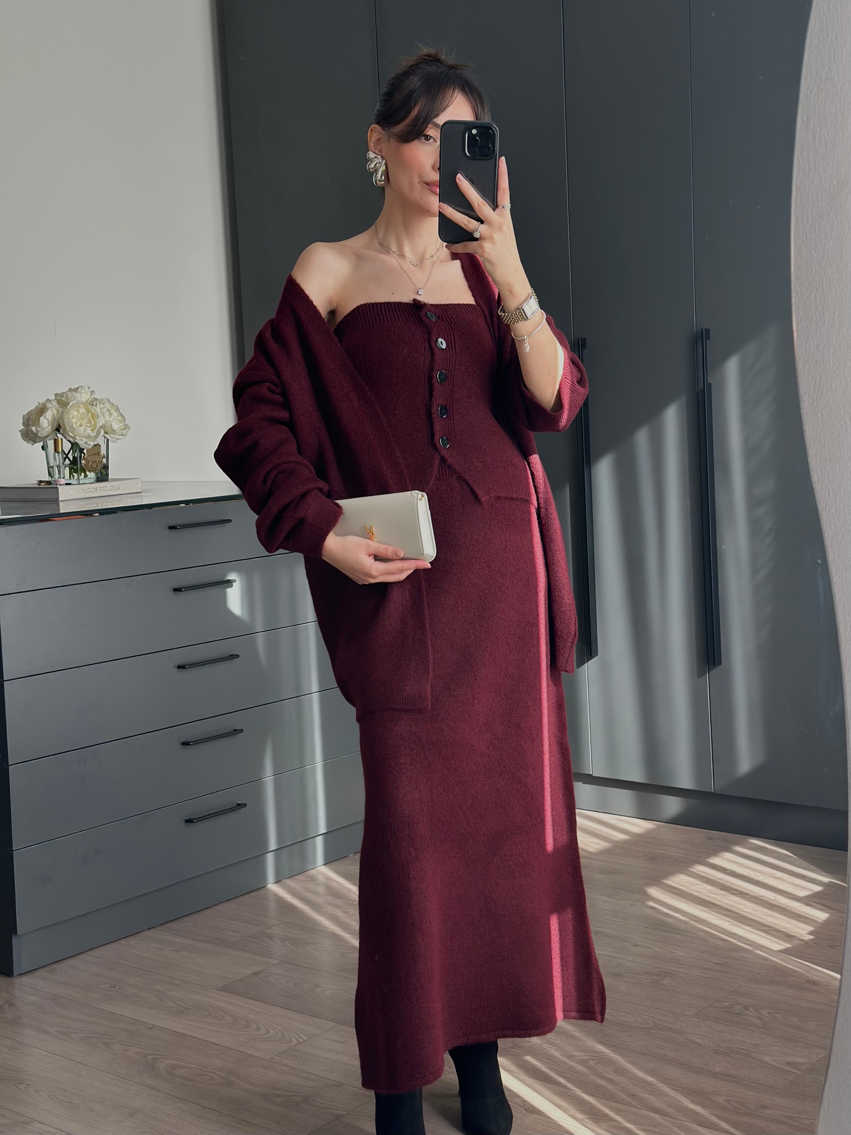 BORDO RENGİ TRİKO 3'LÜ TAKIM